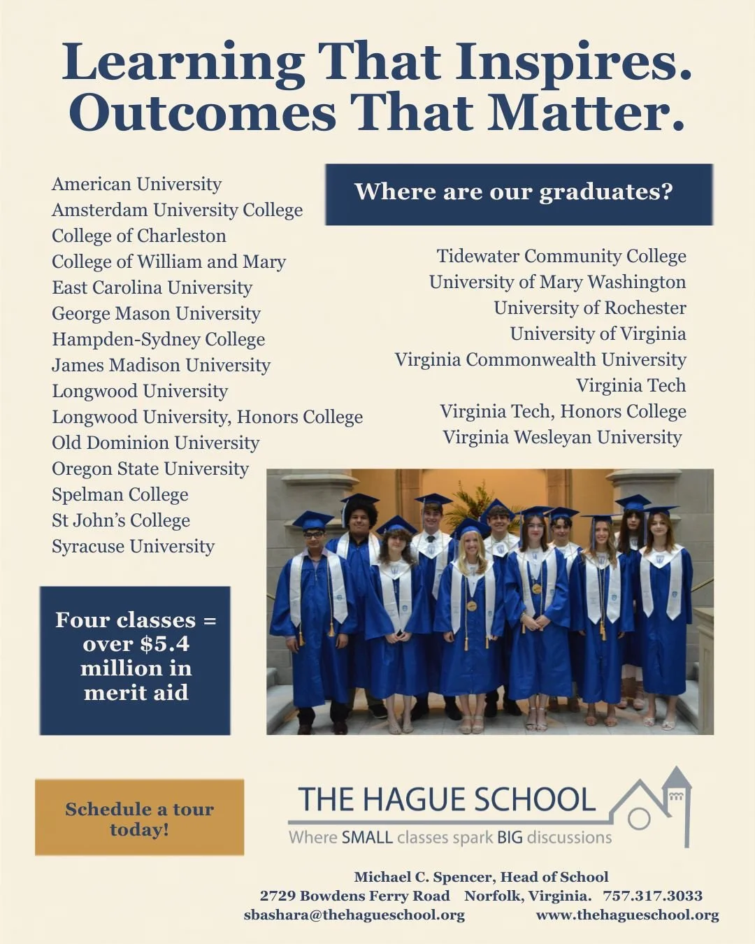 🎓 🎓Ask us how proud we are of our graduates?? 🎓🎓
Four classes - over $5.4 million dollars in merit aid! 

Schedule a tour today. 

#tritions💙🤍🔱
#harkness
#ibworldschool
#LearningThatInspires
#OutcomesThatMatter