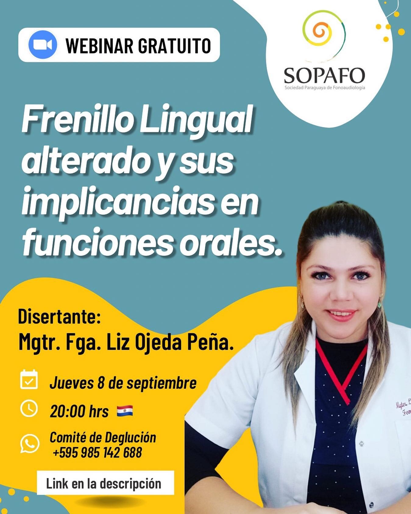 Seguimos con el ciclo de charlas gratuito 🙌

Desde el COMIT&Eacute; DE DEGLUCI&Oacute;N seguimos con las charlas abiertas sobr&eacute; primera infancia. ⬇️

2da charla
🙌Tema: Frenillo lingual alterado y sus implicancias en ficciones orales, 
con la