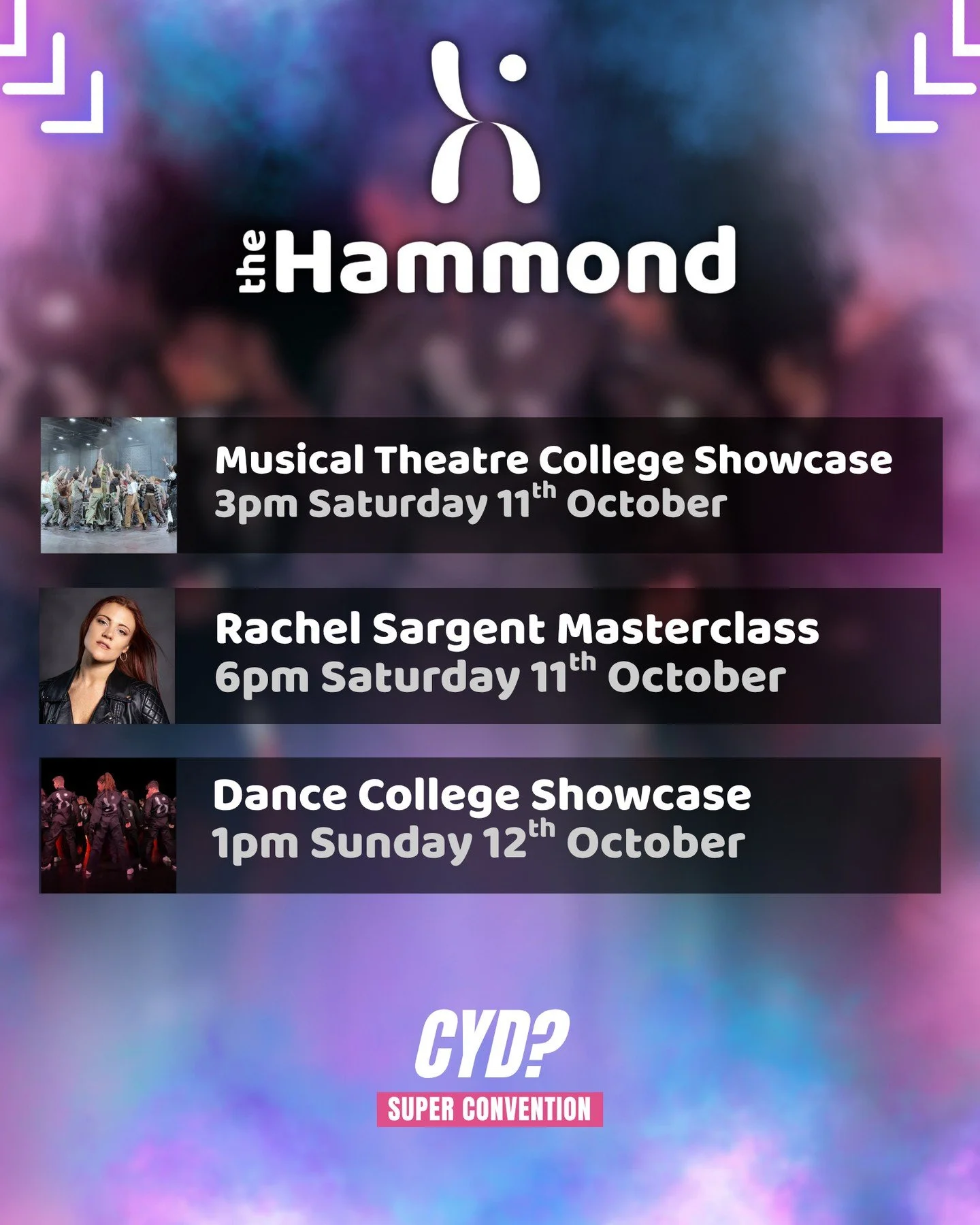 We can&rsquo;t wait for an incredible weekend at the Can You Dance? Super Convention! 💫 ⁠
⁠
Here&rsquo;s where you can catch us 👇 ⁠
⁠
🕐 Musical Theatre College Showcase: 3pm - Sat 11th October⁠
🕐 Rachel Sargent Masterclass: 6pm - Sat 11th October