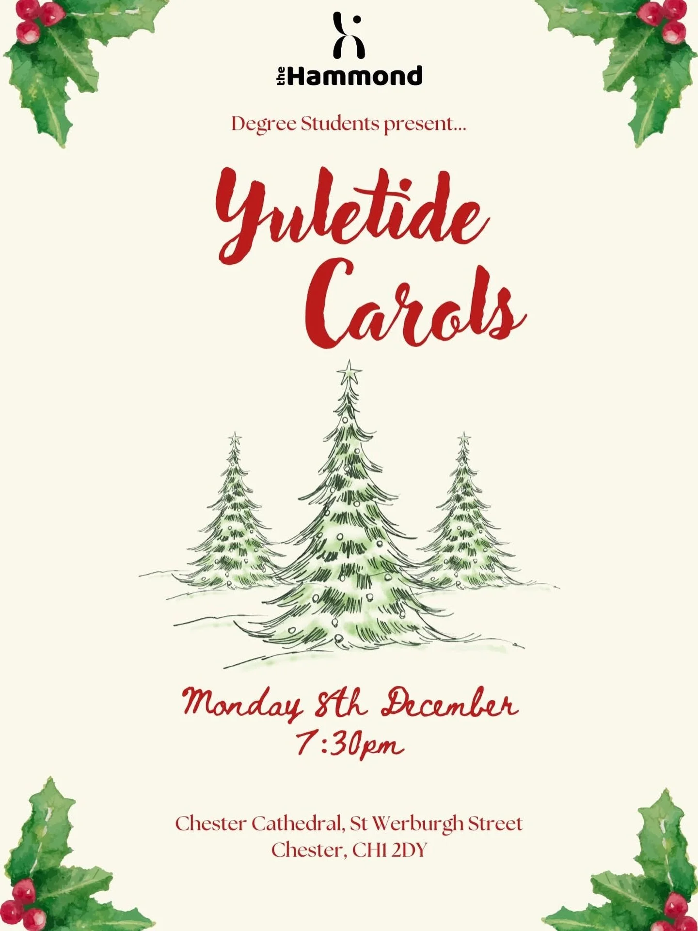 REMINDER: Yuletide Carols - Monday 8th December ‼️

Booking tickets for our Yuletide Carols is the BEST way to get into the Christmas Spirit! 🎄🌟

With it being held in Chester Cathedral, Chester&rsquo;s Christmas Markets are right on the doorstep, 
