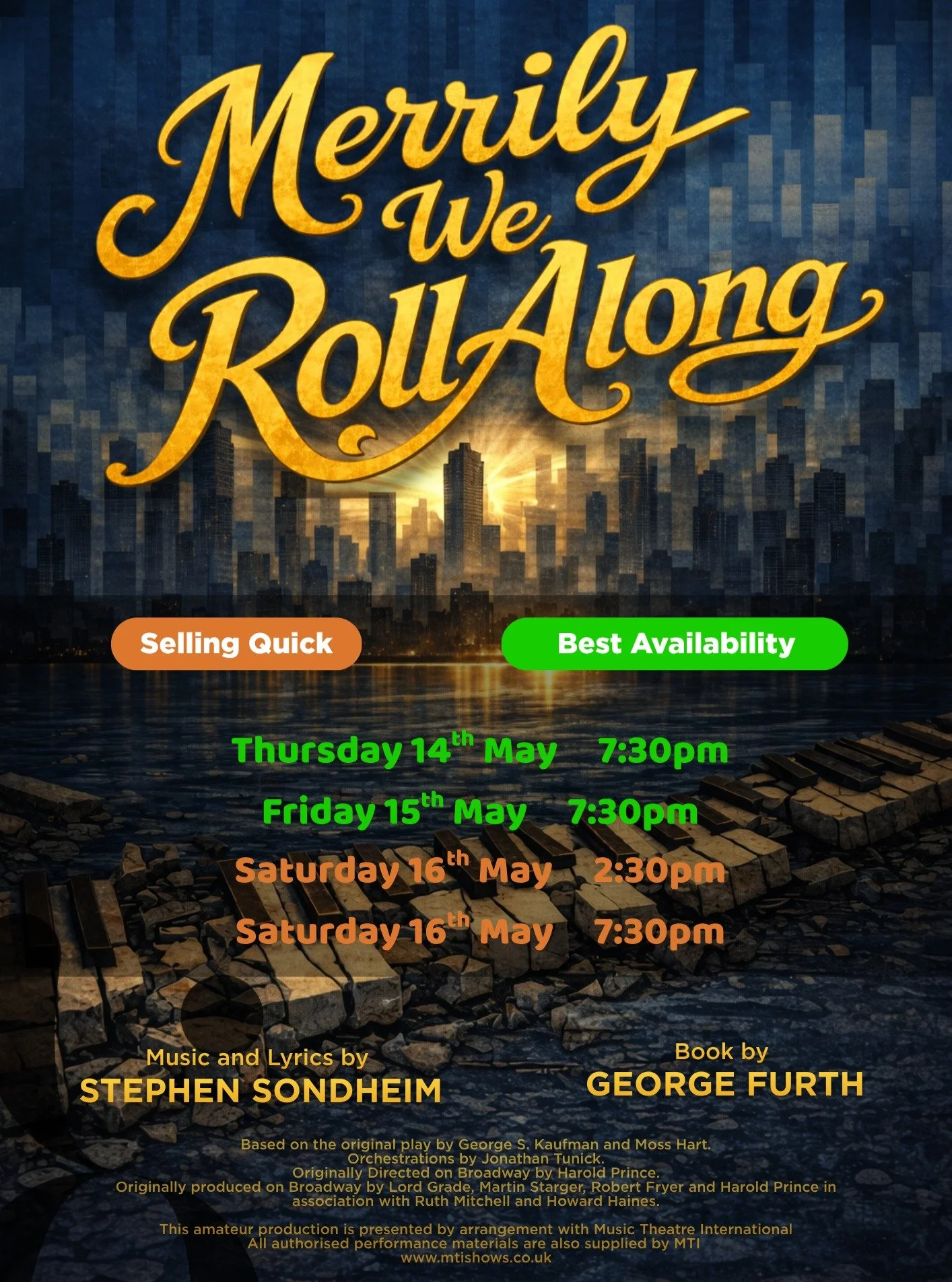 🎭 SHOW WEEK - DON&rsquo;T MISS OUT 🎭 

Join the Hammond 3rd Year Degree Students for a vibrant production of Merrily We Roll Along, Stephen Sondheim&rsquo;s moving and inventive musical about friendship, ambition, and the price of success. &nbsp; &
