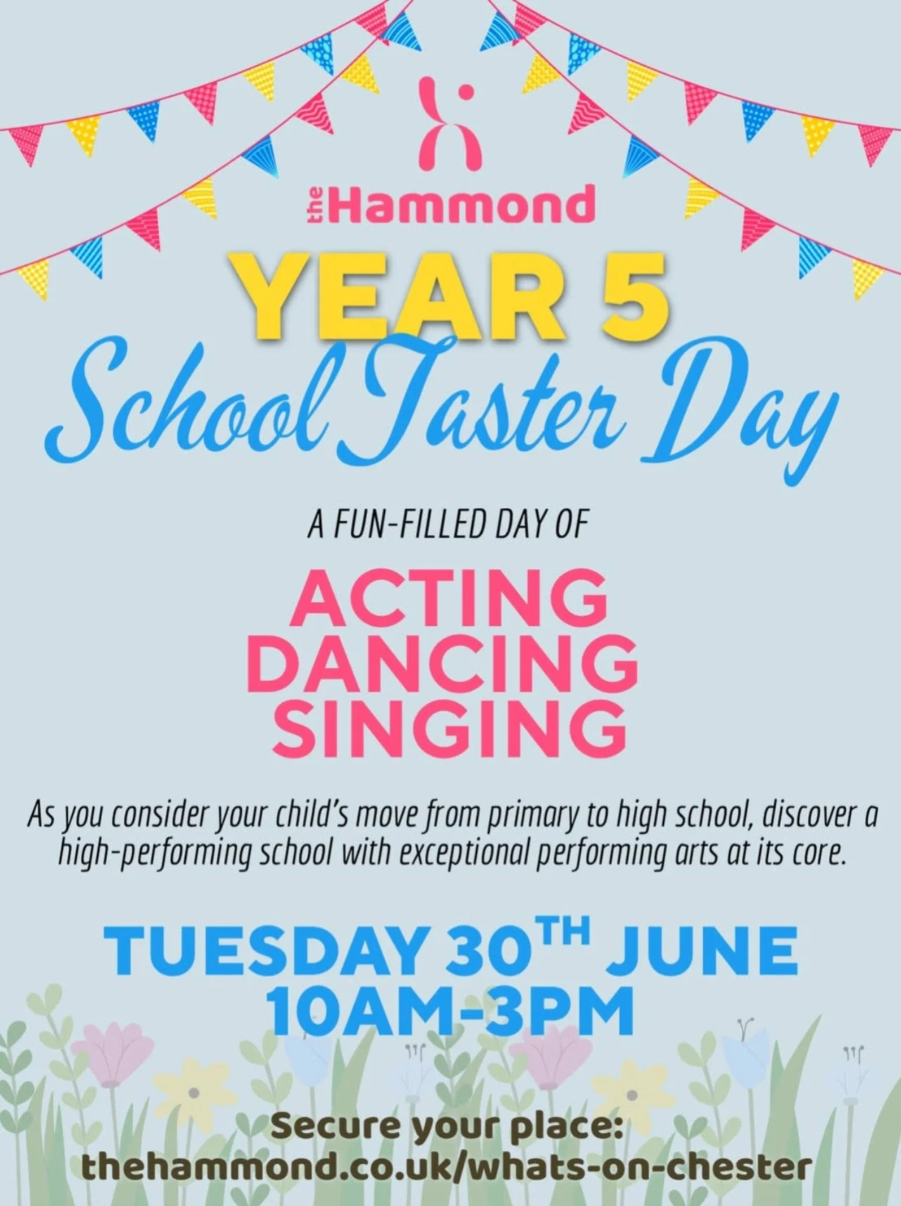 Don't forget, we have our Year 5 Taster Day at The Hammond soon! 🎭🩰

We&rsquo;re inviting students currently in Year 5, who are interested in joining The Hammond, to take part in our Taster Day on Tuesday 30th June.

A day of exciting workshops in 