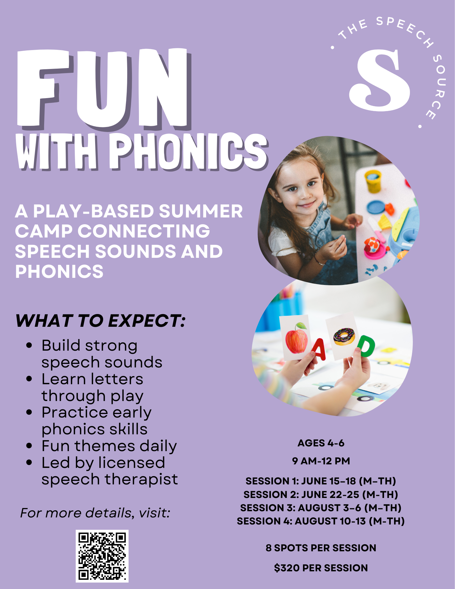 Fun with Phonics Deposit - Session 4 camp (Colors week) - August 10-13