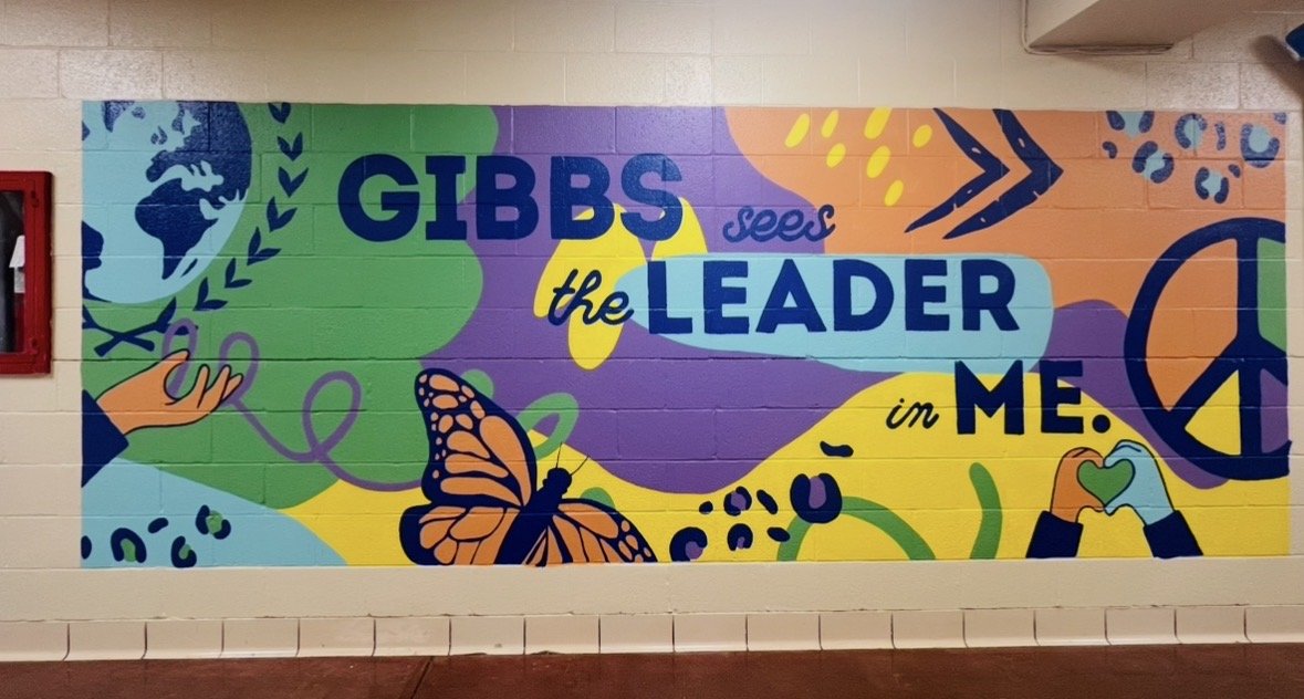 Leader in Me mural for Gibbs International Elementary School
