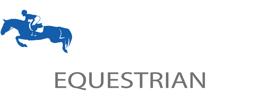 Logo for El Pida Equestrian featuring a blue silhouette of a person riding a horse adjacent to the text 'EL PIDA EQUESTRIAN'.