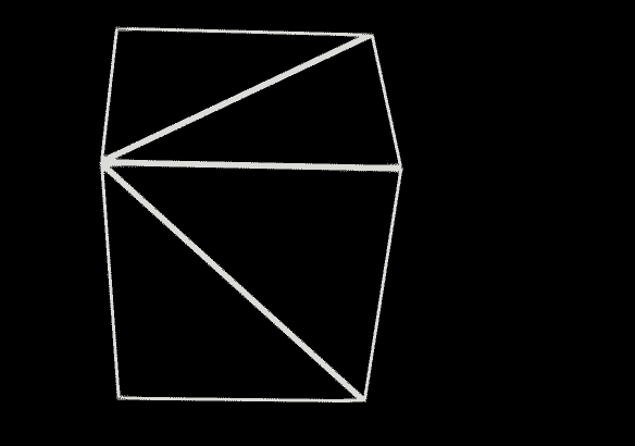 Line drawing of a geometric shape with interconnected triangles and quadrilaterals.