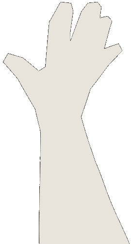 Silhouette of a hand with fingers spread, raised upward.