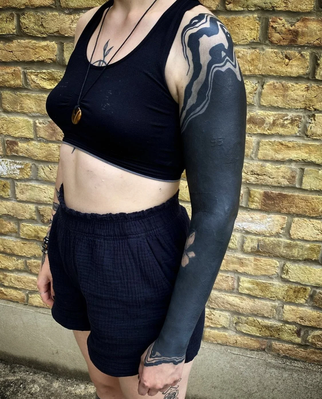 Blackwork neotribal suminagashi sleeve tattoo|| Blackwork artist London