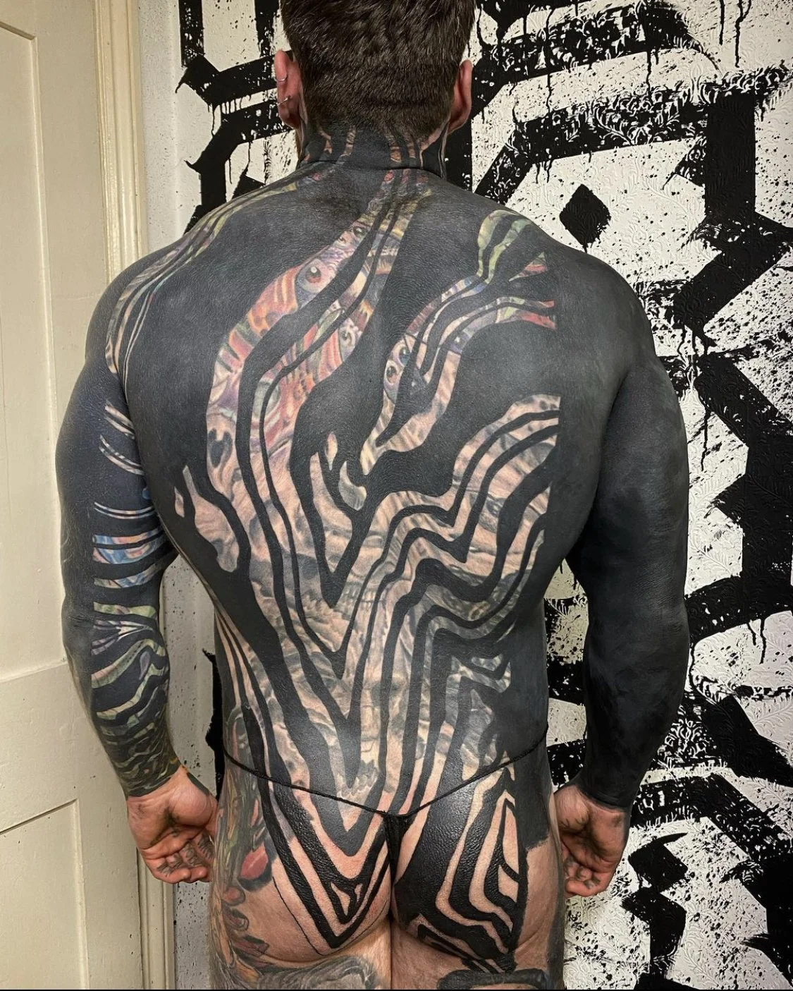 Full Back Piece Suminagashi Tattoo Blast Over Cover Up | Gormex, London blackwork tattoo artist