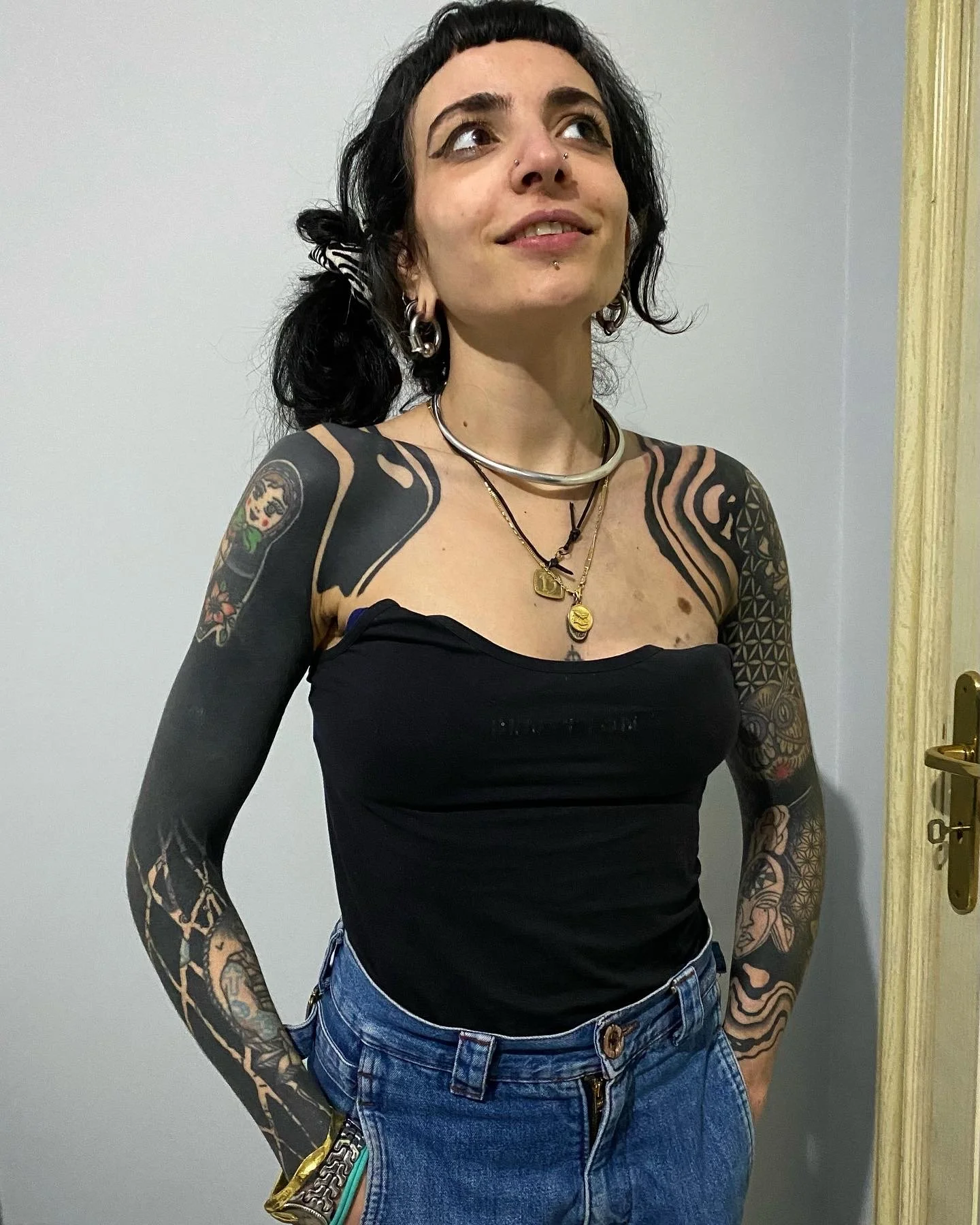 Blackwork neotribal suminagashi sleeve, shoulder tattoo || Blackwork artist London