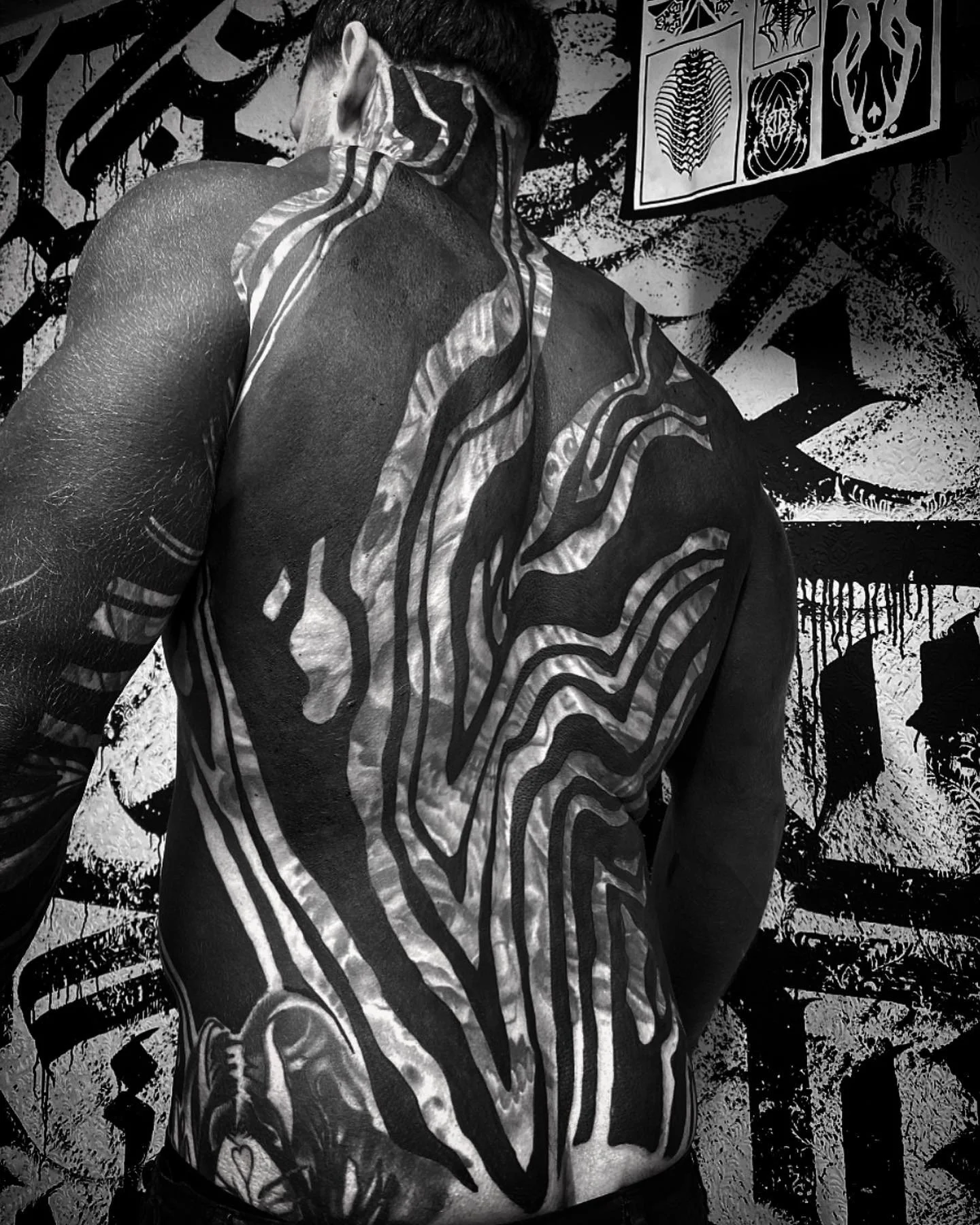 Back Piece Suminagashi Tattoo Blast Over Cover Up | Gormex, London blackwork tattoo artist