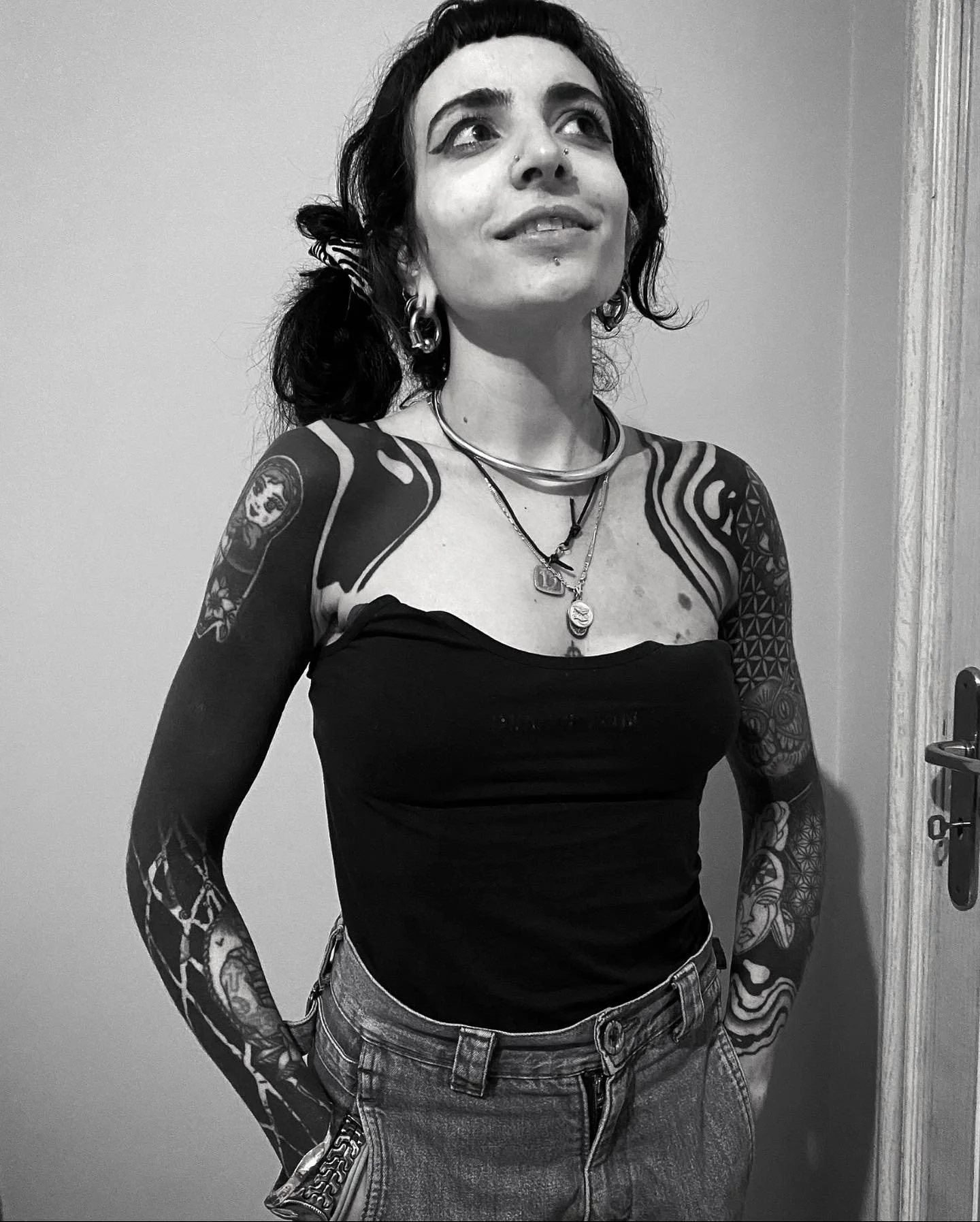 Blackwork neotribal suminagashi sleeve, shoulder tattoo || Blackwork artist London