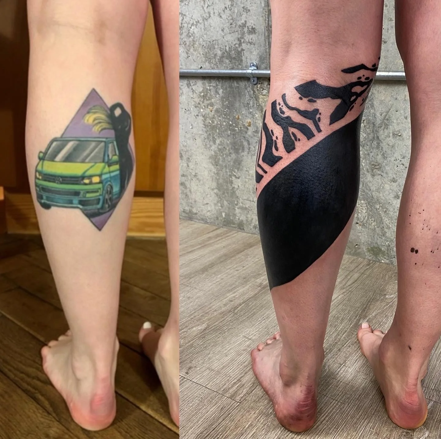 Blackwork neotribal suminagashi leg sleeve, cover up blackout tattoo || Blackwork artist London GÖRMEX