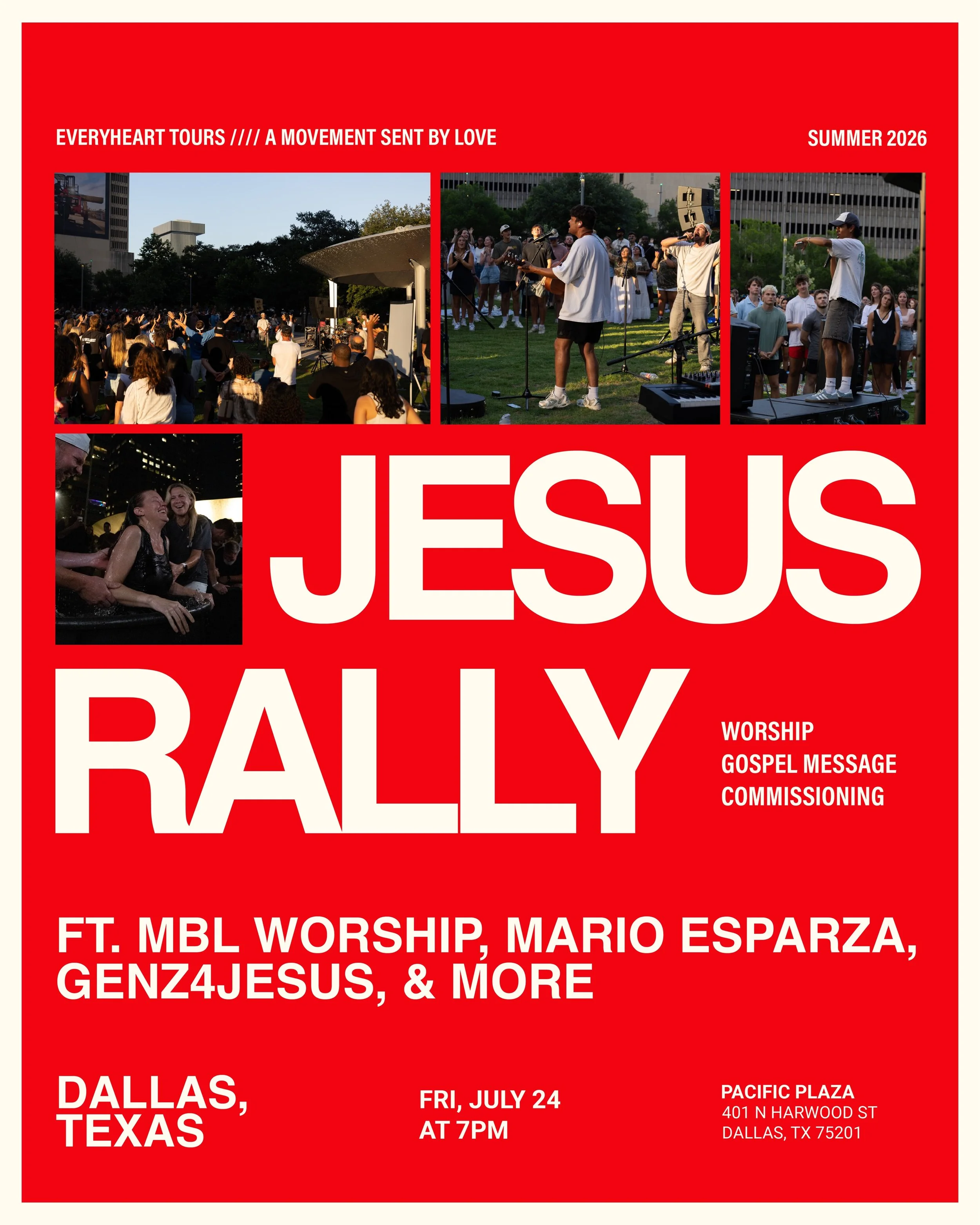 COME JOIN US IN DALLAS, TX FOR A JESUS RALLY!!!🫨📢🎉✌️

We will be joining @everyhearttours for a night of worship, Gospel proclamation, and commissioning held in the heart of your city! It&rsquo;s also an outdoor event, so bring a chair or a blanke