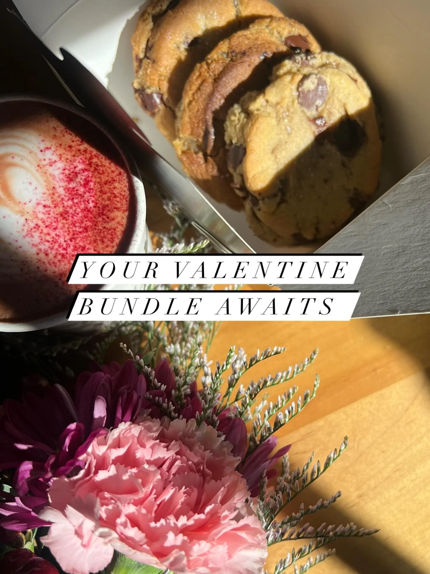 *** Valentines Bundle Includes*** 

3 Local businesses 

- $25

DM us to reserve one for your human &hellip;
Pick up today or tomorrow&hellip;

- Flowers 💐 from @petalandpatch.nh 
- 3 cookies 🍪 from @parrella_petite 
- drink of your choice from the