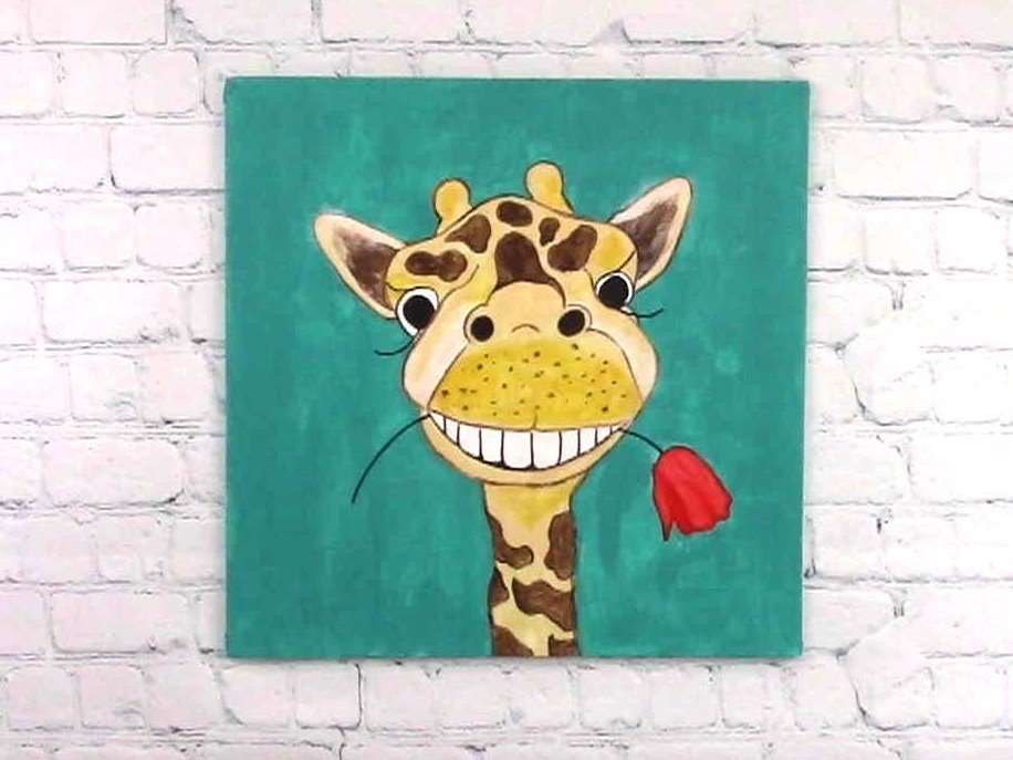 Happy Giraffe 12" x 12"