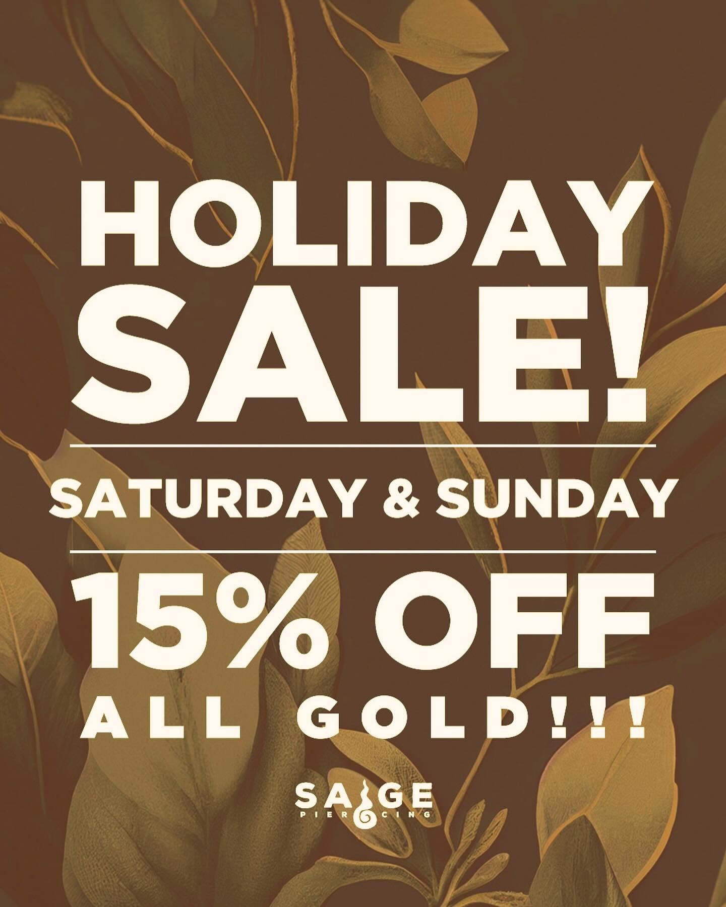 We don&rsquo;t do this often so get down here this weekend! We&rsquo;re having a sale! 15% off ALL GOLD! SAT &amp; SUN! THIS WEEKEND ONLY! open at 12pm

#HolidayShopping
#ShopLocalColorado
#ColoradoLuxury
#LuxuryJewelry
#FineJewelry
#JewelryLovers
#P