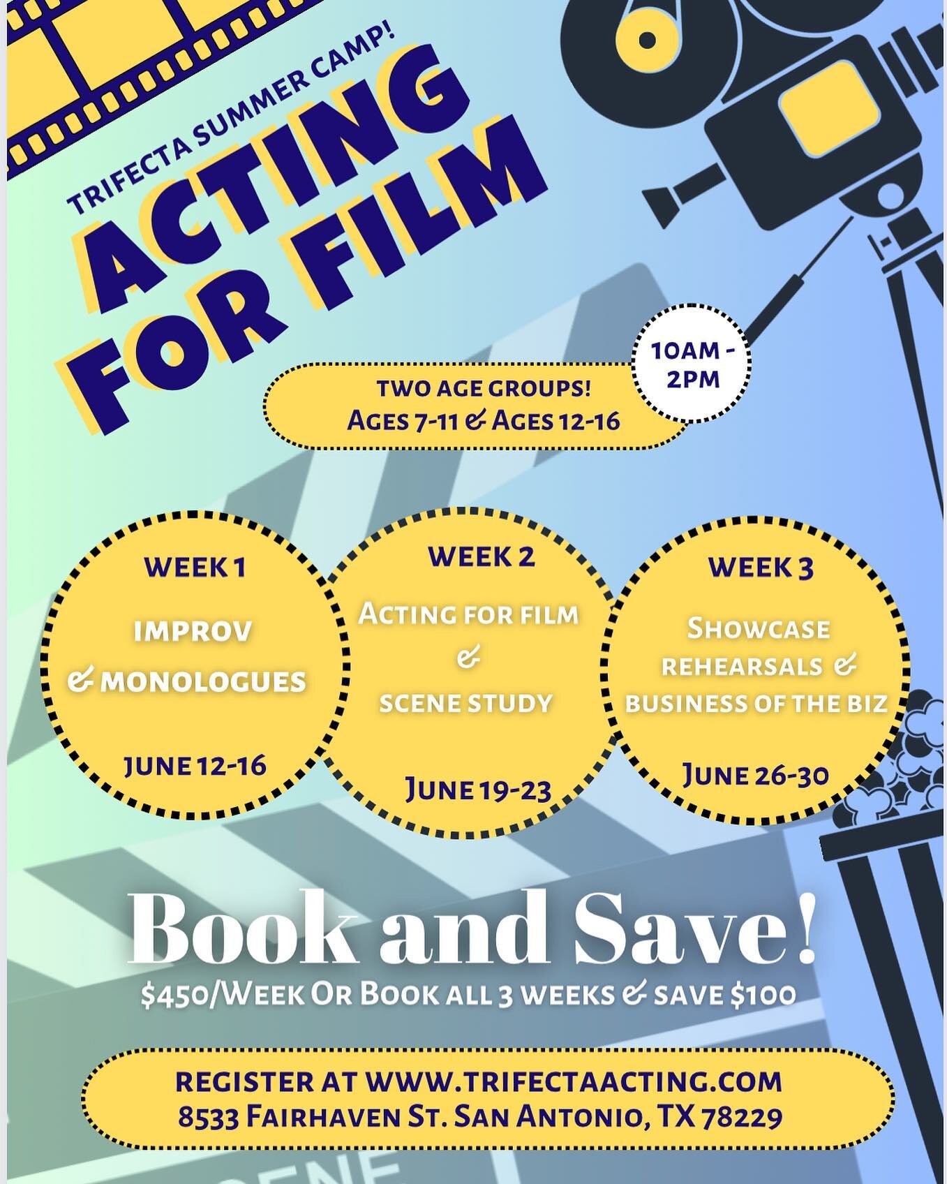 ⭐️ Book and save! ⭐️ 

Register at link in bio and if you have any questions email us at info@trifectaacting.com &hearts;️ 

#love #acting #business #smallbusiness #actingcoaching #trifecta #professionalacting #femalebusinessowner #stars #risingstars