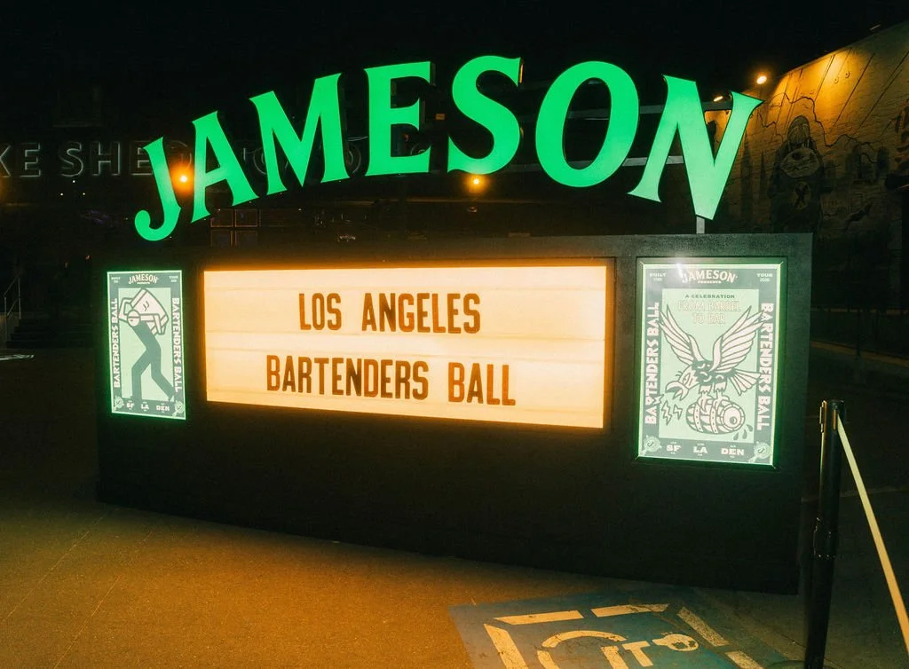Los Angeles Bartender Ball sign hosted by Jameson at Bike Shed Moto LA