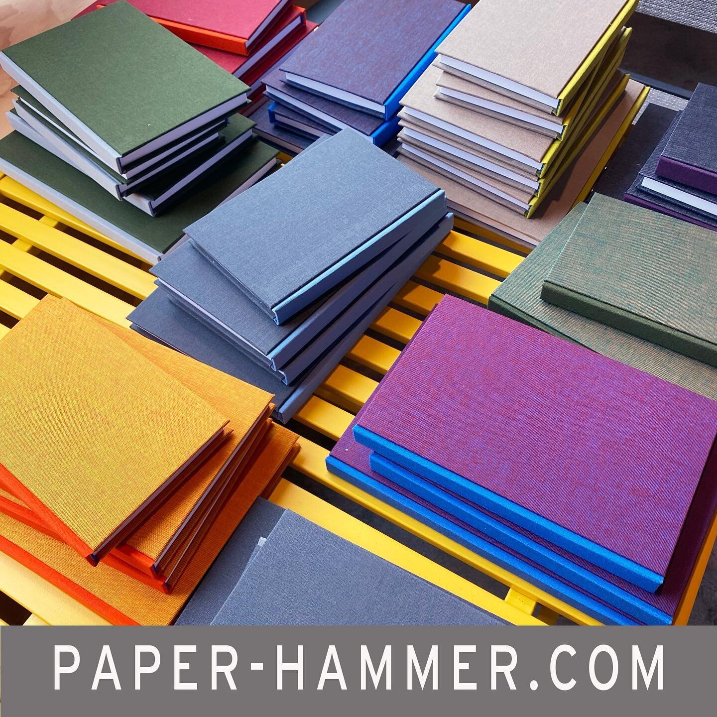 Lots of hardcover handmade notebooks back in stock in rich colors and several sizes. Lined and blank. In the shop and online. #paperhammer #paperhammerstore #tietonmade #tietonnomad