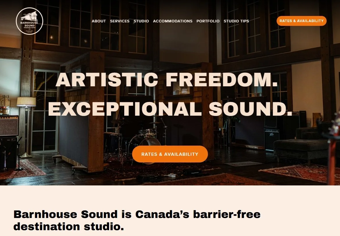 Barnhouse Sound Productions: Positioning & Messaging • Copywriting • Web Design + Build • Meta Ads • Social Media • Reporting + Consulting