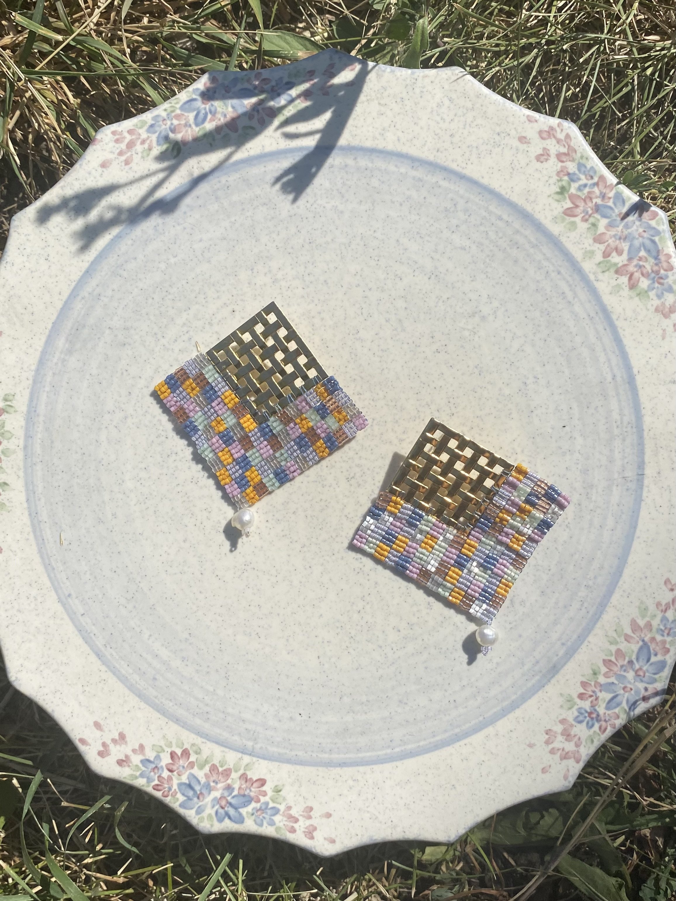 big ol' quilt earrings