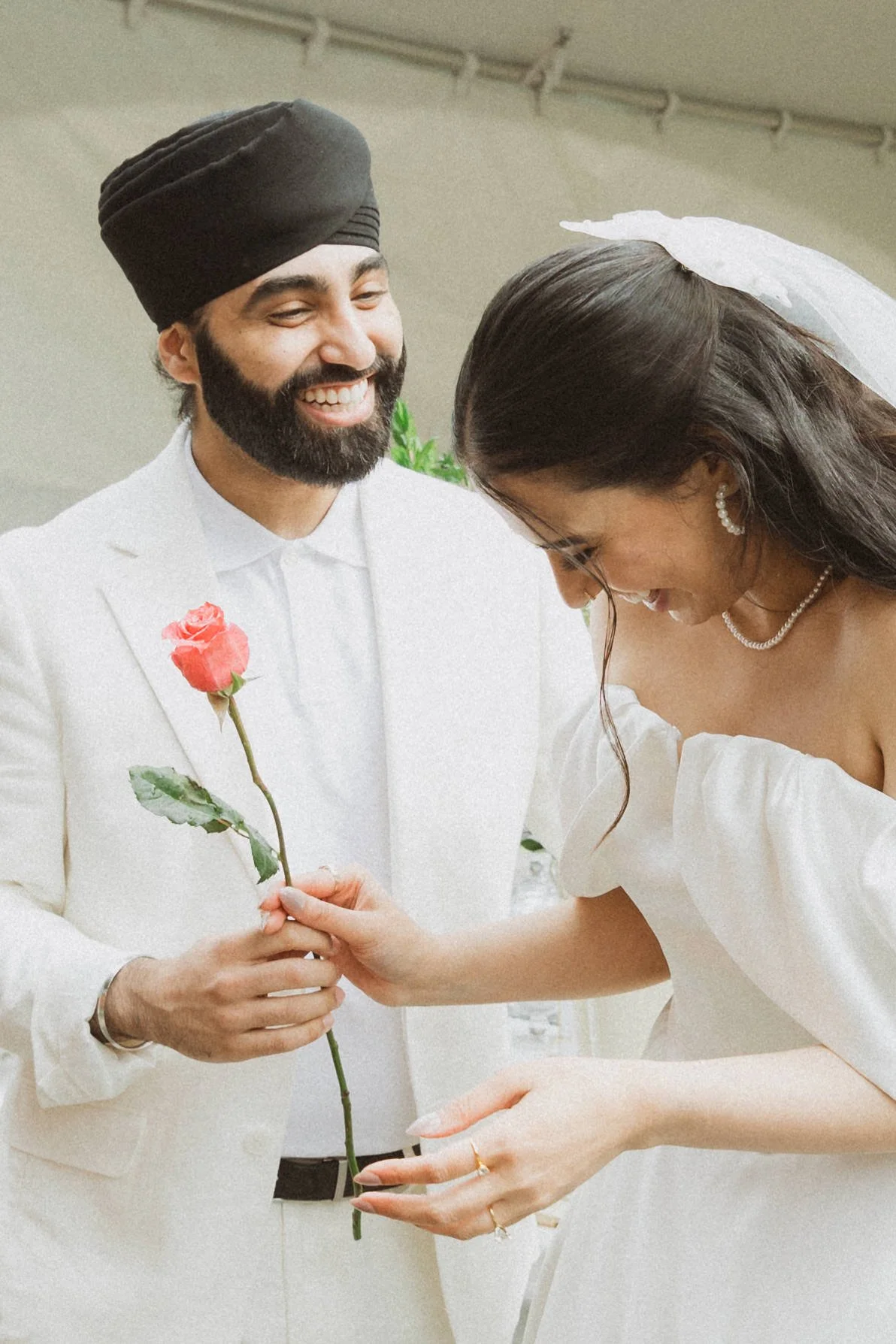 Victoria BC Engagement Photographer | Man Giving Flower to His Fiancée