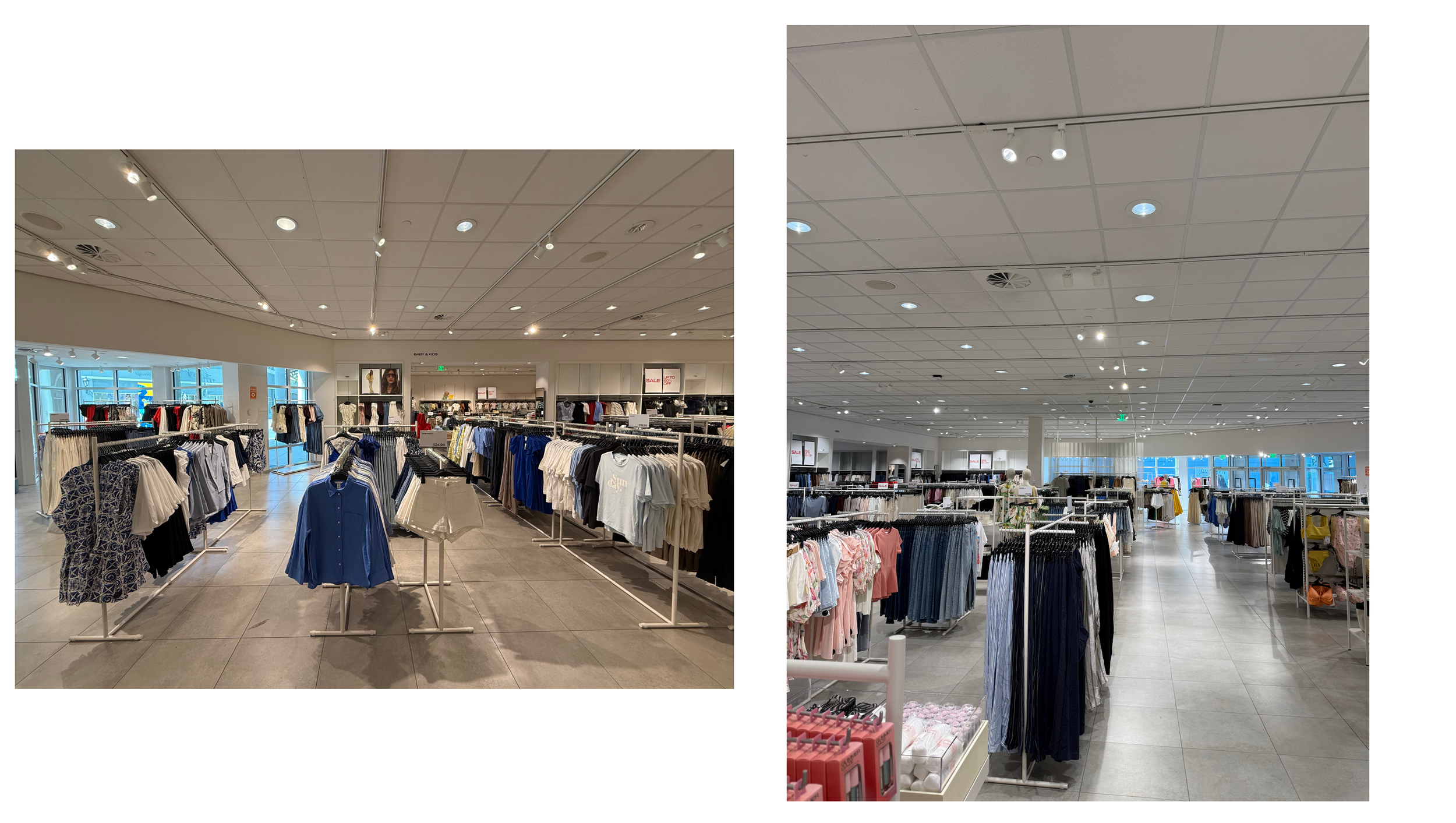  Women's floor set from a new store opening — sale merchandising and department layout. 