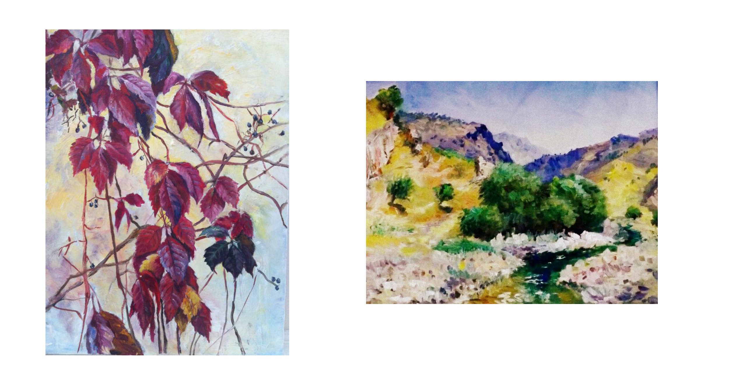  Oil and watercolor paintings — traditional media study. 
