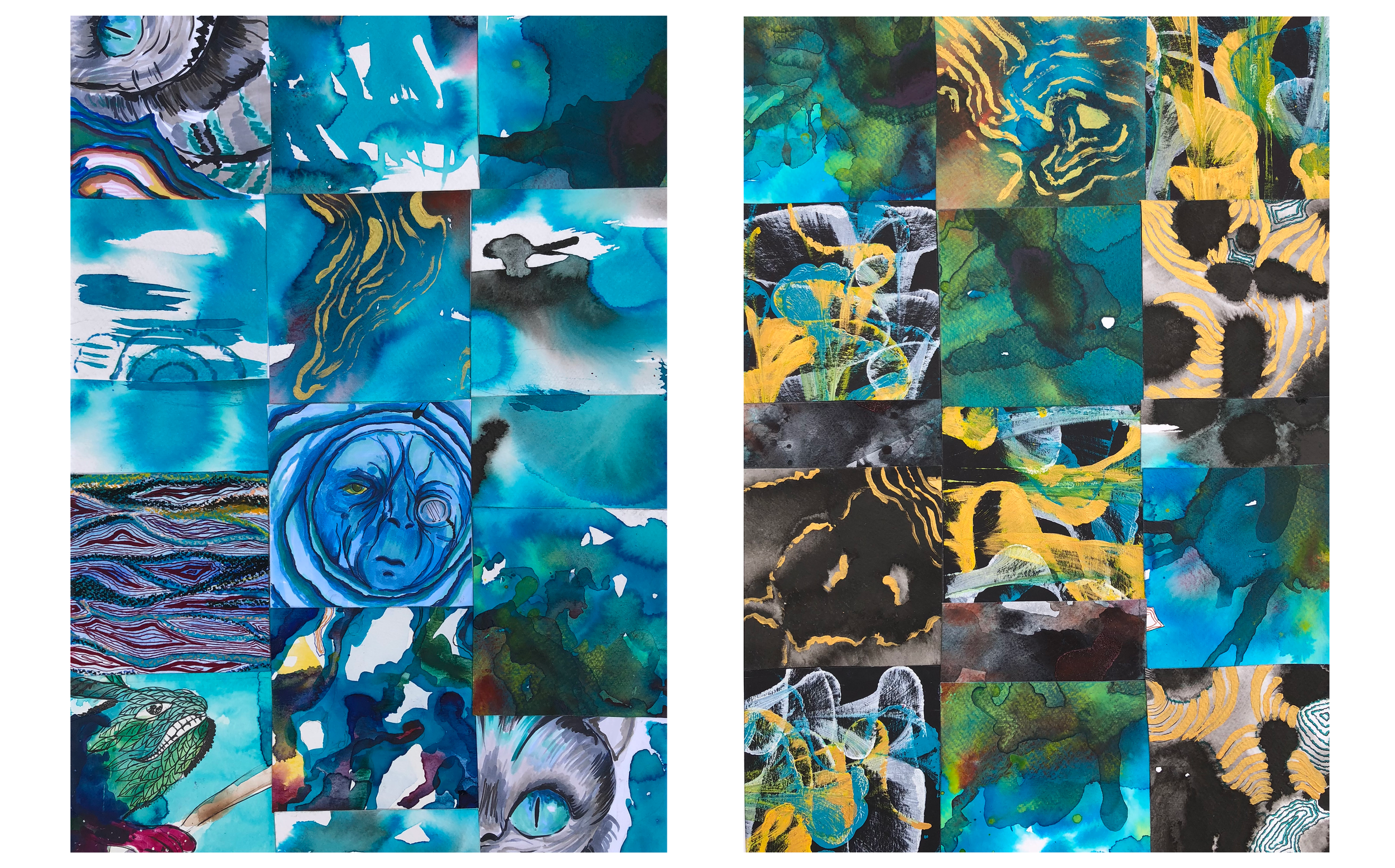  A series of vector designs created in Adobe Illustrator, inspired   by the organic forms of mushrooms and flowing smoke patterns.   The collection is presented in two distinct color palettes, each   offering a different visual interpretation of the 