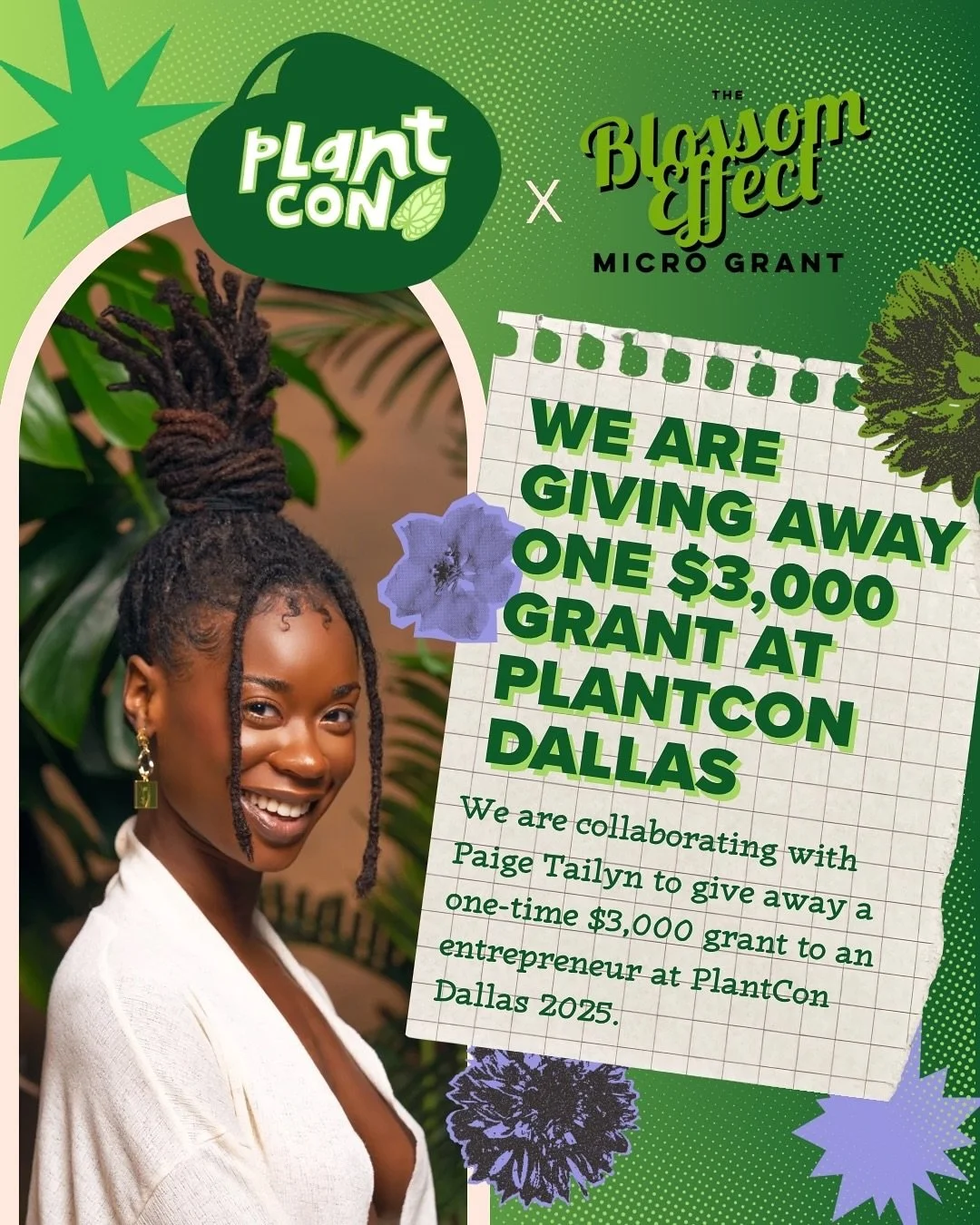 We&rsquo;ve been blessed, so Paige ( @blossomeffect_ ) and PlantCon are blessing you back!! 🥹

✨🪩One Dallas exhibitor from the LBGTQ+/BIPOC community will win a $3,000 grant donation! ✨

Go to PlantCon.org for more information and stay tuned for th