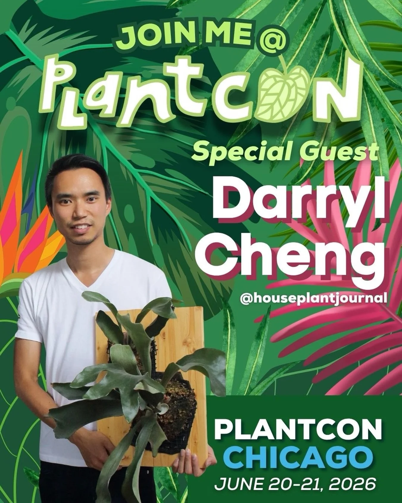📣DID YALL HEAR?! @houseplantjournal is coming to PLANTCON CHICAGO. 

🌱Darryl Cheng will be hosting a presentation and book signing on Saturday June, 20th! Don&rsquo;t miss out!

💰💎Buy 3 or more tickets and save $$$!

⭐️🎟️SKIP THE CROWD and grab 