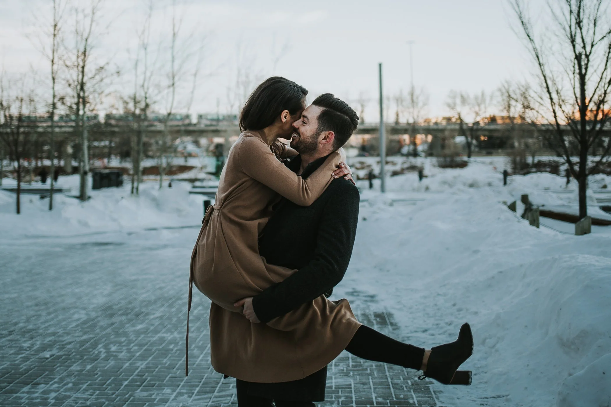 Stylish couple embracing 