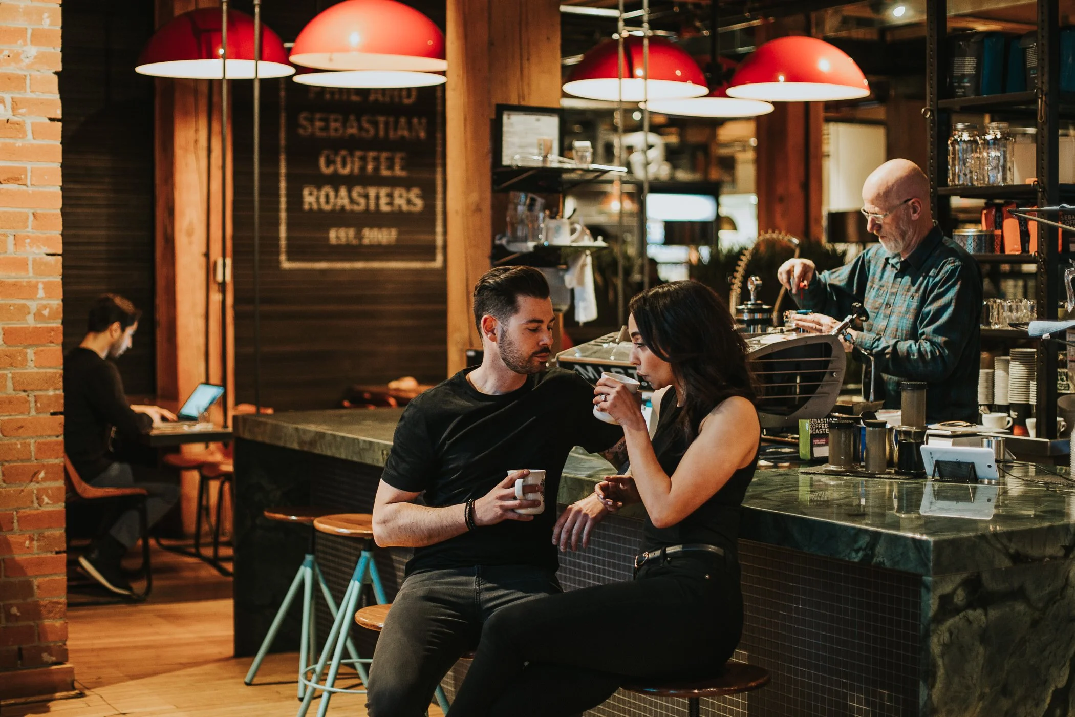 engagement session at Phil and Sebastien in downtown Calgary 