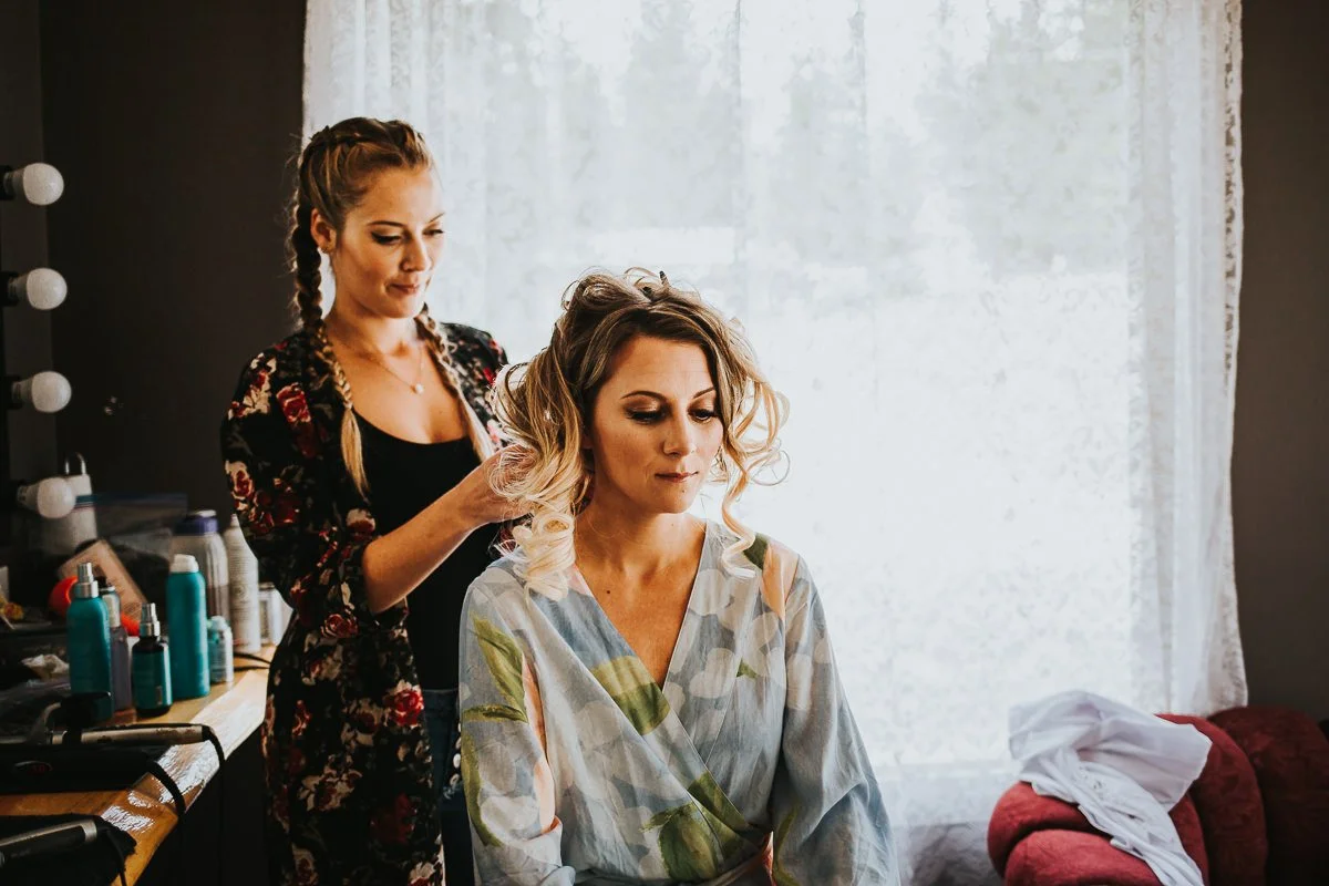 Bride getting ready Shylynn Ranch wedding