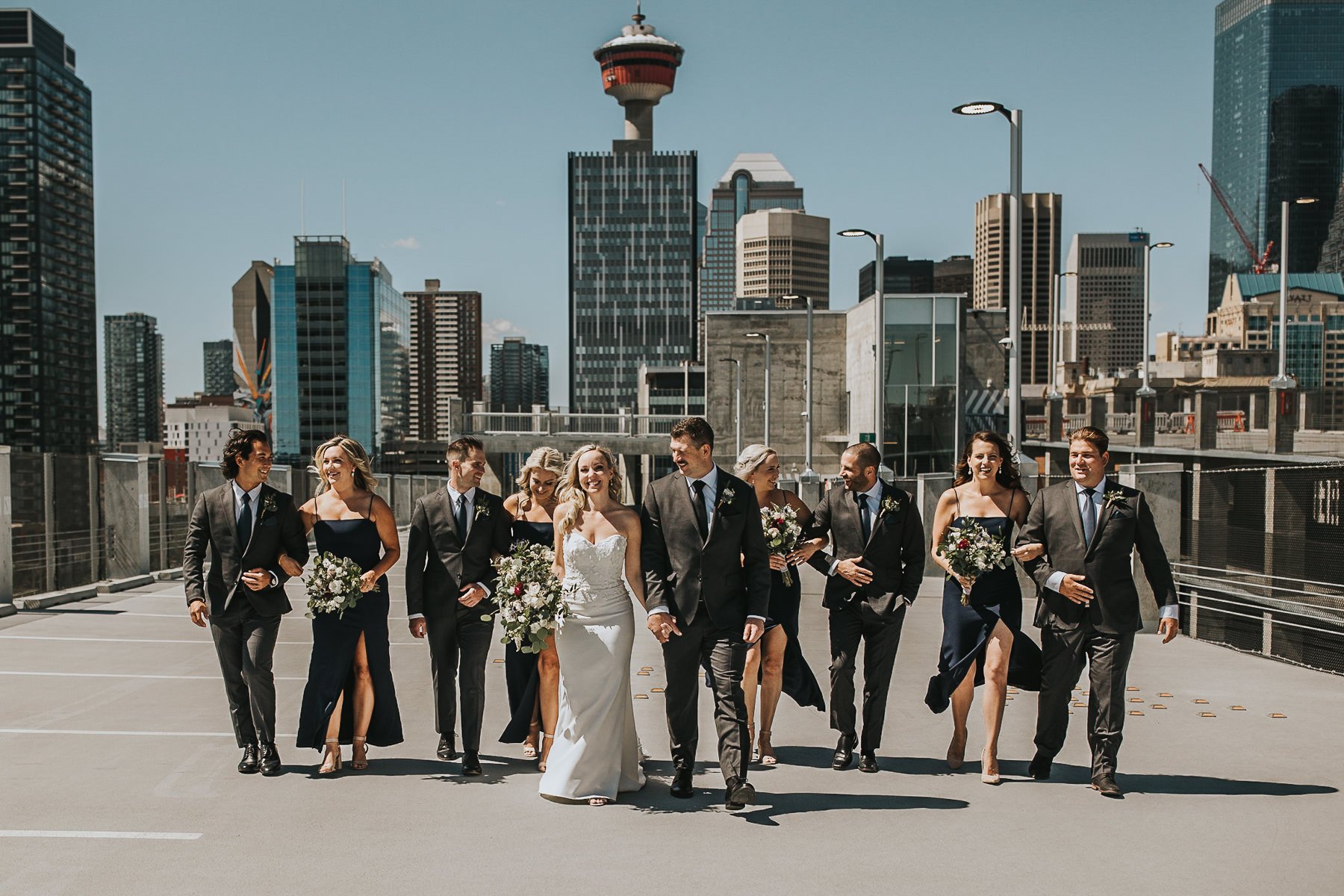 Wedding Photos on Downtown Calgary Rooftop