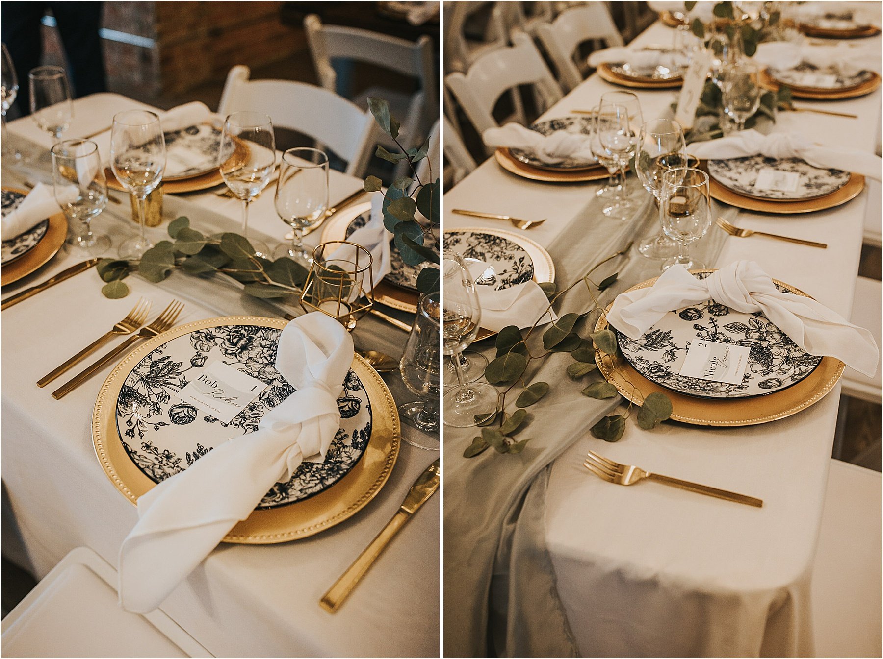 Blue and Gold Wedding Table Decor 