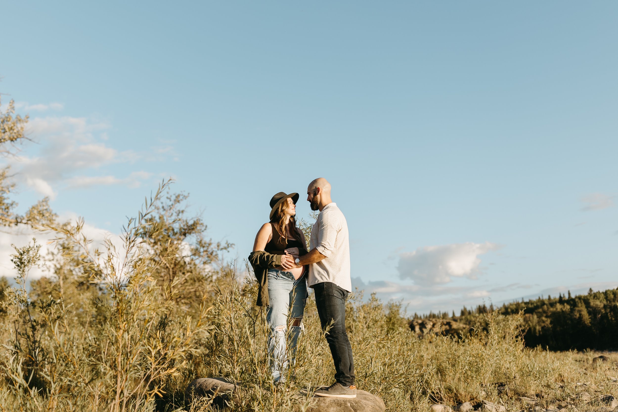 Couples maternity session along the Bow River in Calgary