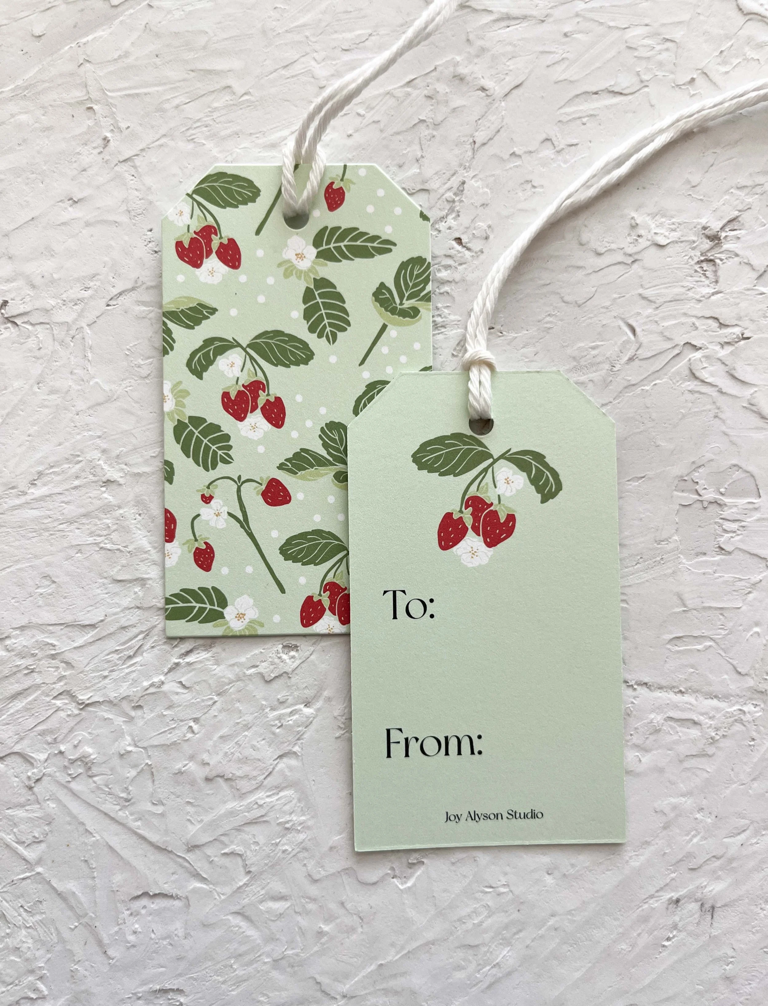 Gift Tag Set of 8: Strawberries