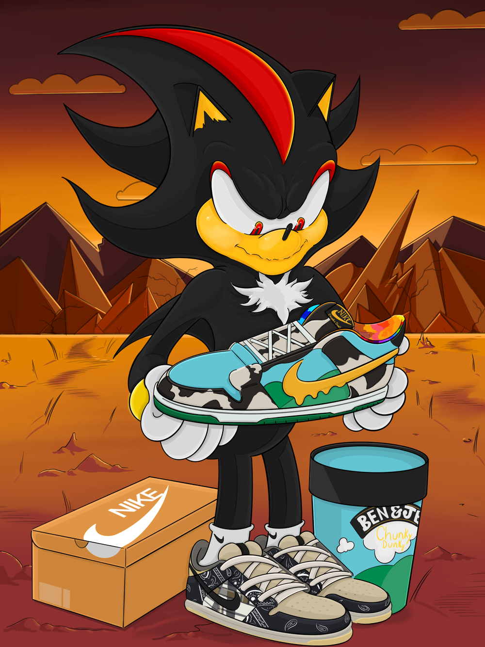 Shadow The Hedgehog Nike SB Chunky Dunky Ben Jerry's Collab