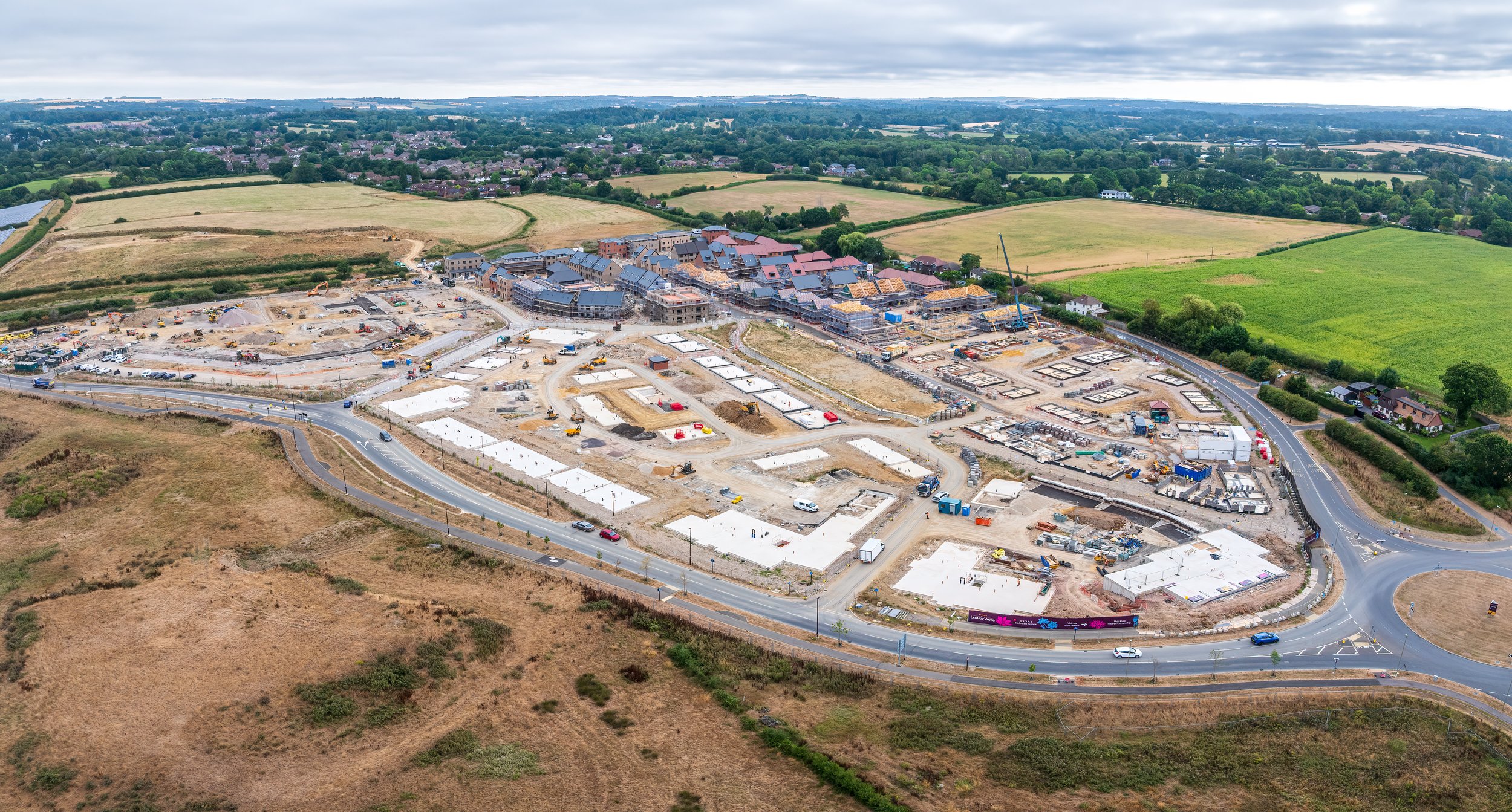 Drone view of The Lower Acre construction development at One Horton Heath