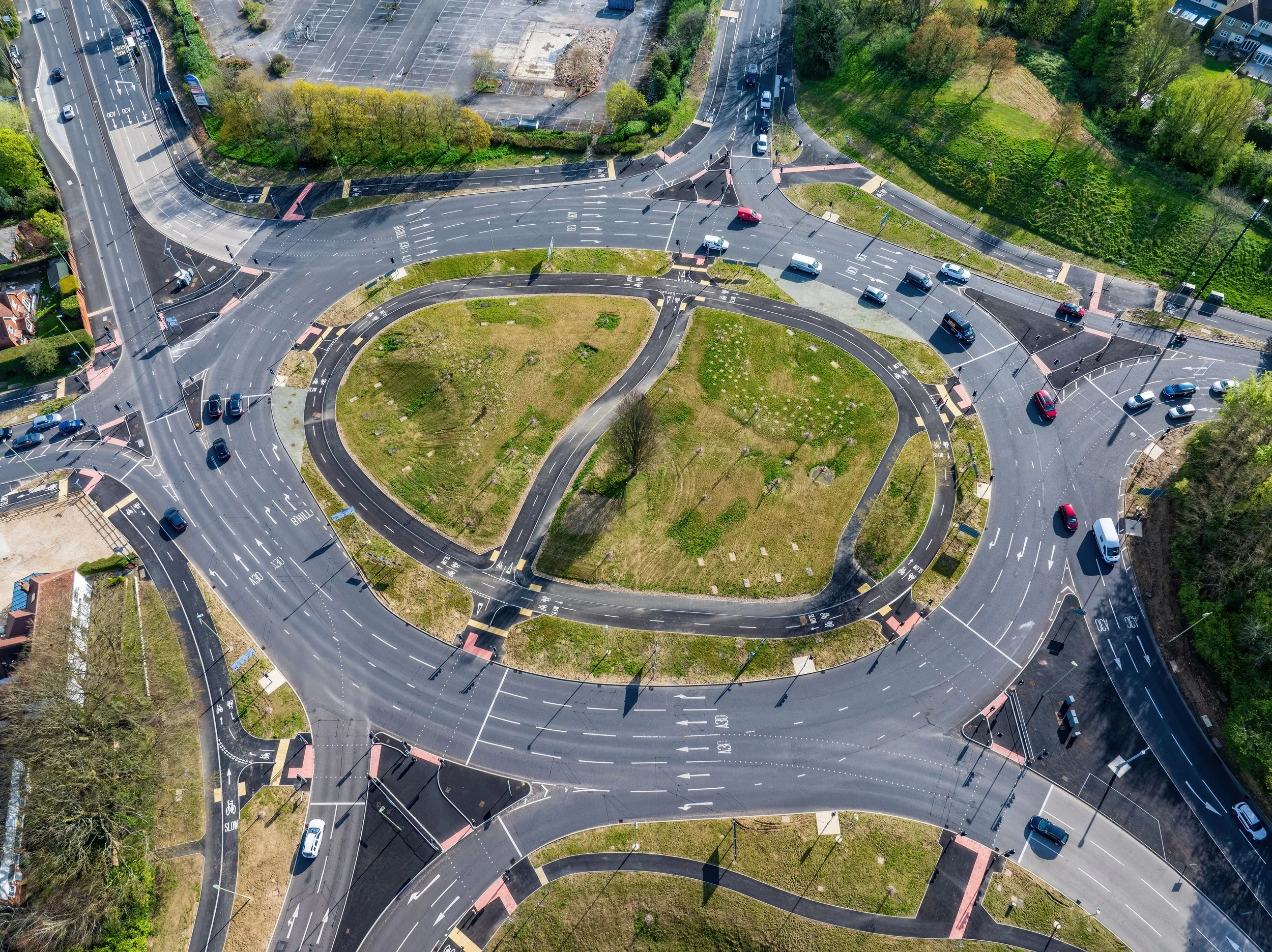 Drone image of the Basingstoke Roundabout construction project