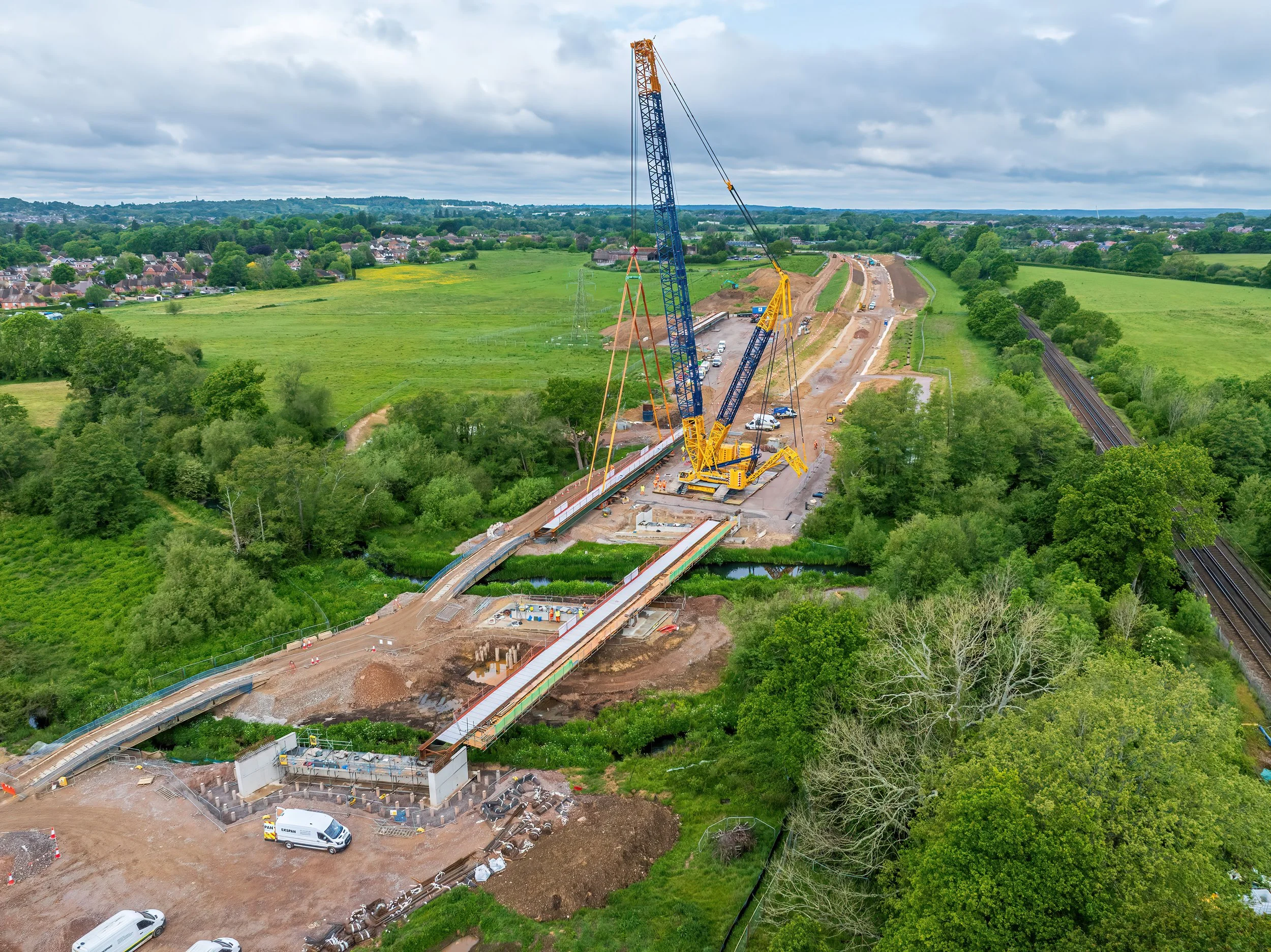 LR1700 crane bridge construction Botley Bypass Hampshire