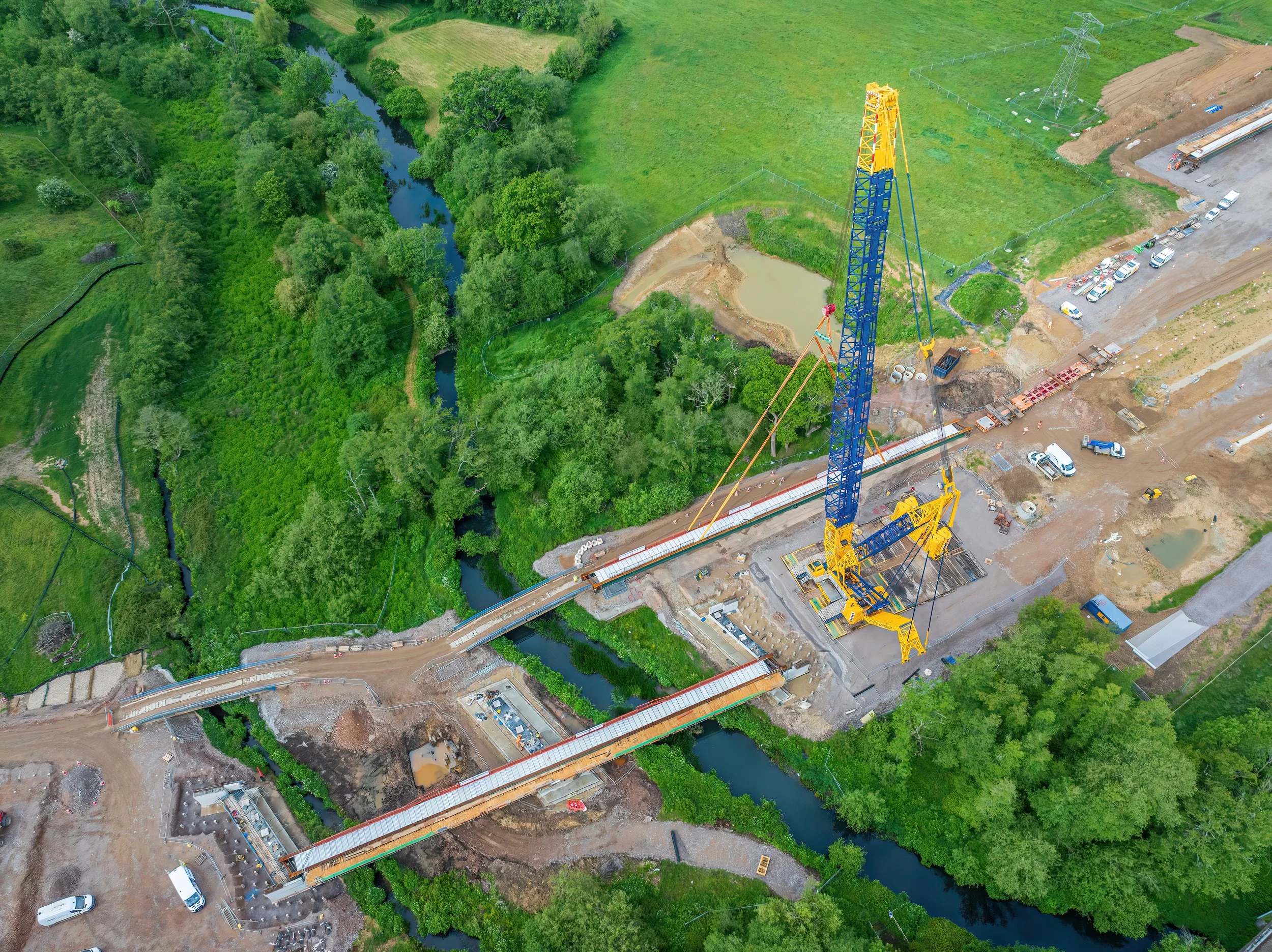 Bridge beam installation time-lapse Hampshire