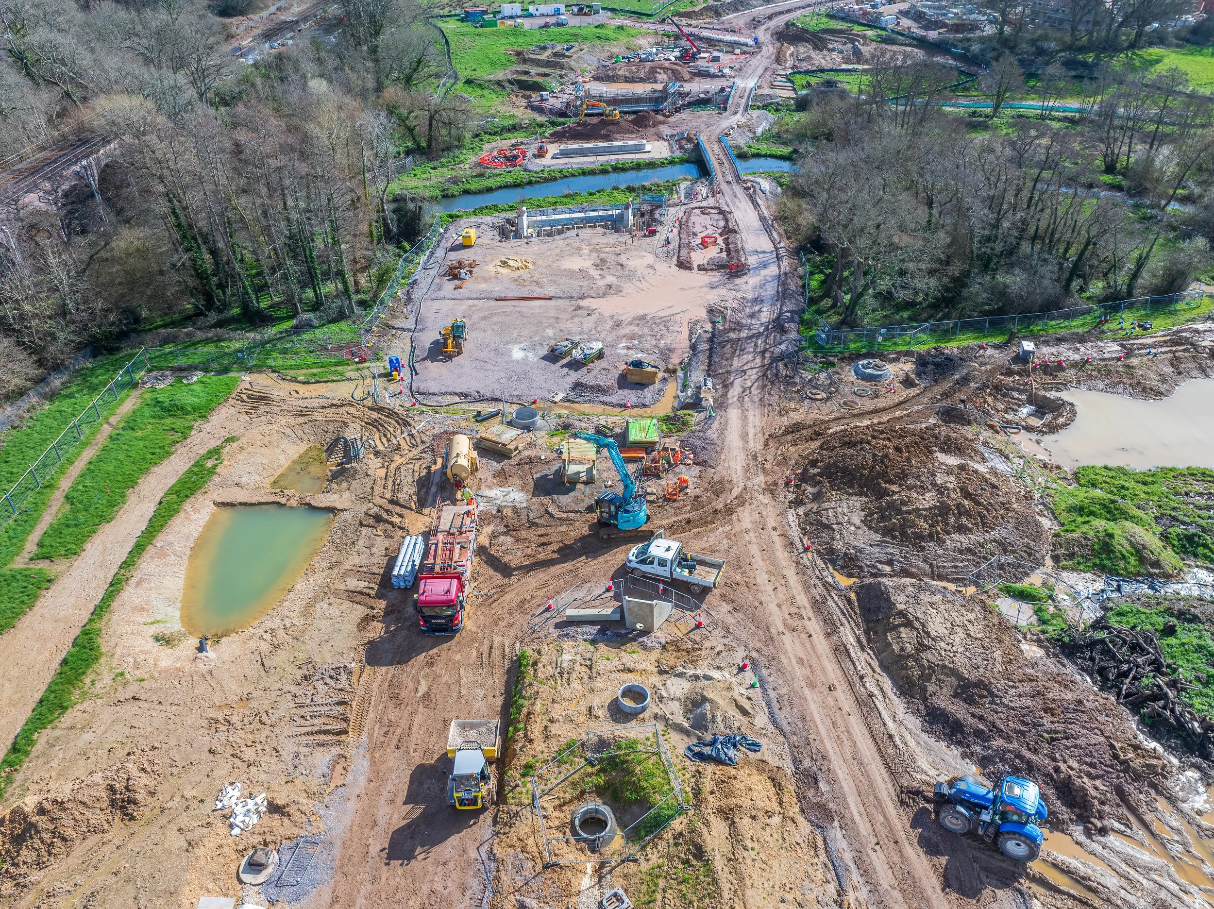 Drone image of Botley Bypass Bridge Construction