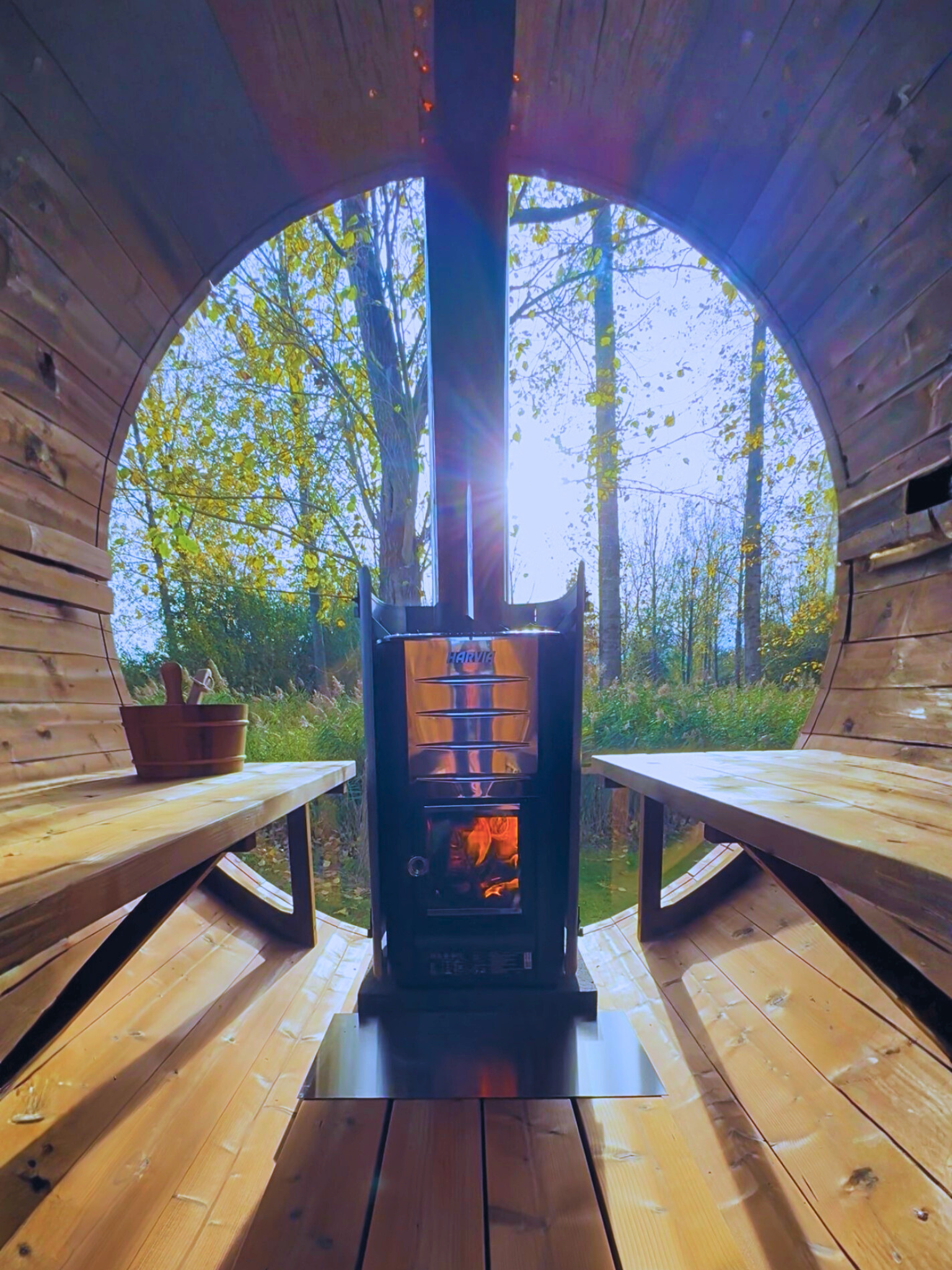 Een barrelsauna with a view