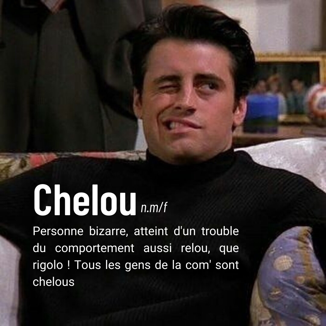 Ok, on est chelou. Mais sympathique ! 😁
Plus on est chelou, et plus on est cr&eacute;atifs ! Alors &ccedil;a ne deviendrait pas une force ? 🤪

#chelou #communication #cr&eacute;atif #friends  #friends #serie #d&eacute;finition