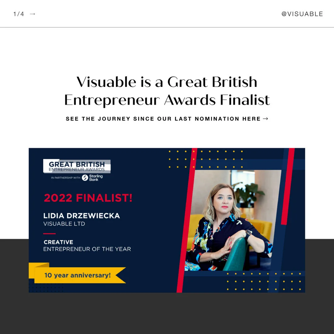 It's Lidia here! As previously mentioned, I am so excited to be selected as one of 6 finalists in the @entrepreneursgb awards. ​​​​​​​​
​​​​​​​​
This nomination inspired me to spend some time reflecting on Visuable's journey over the years.​​​​​​​​
​