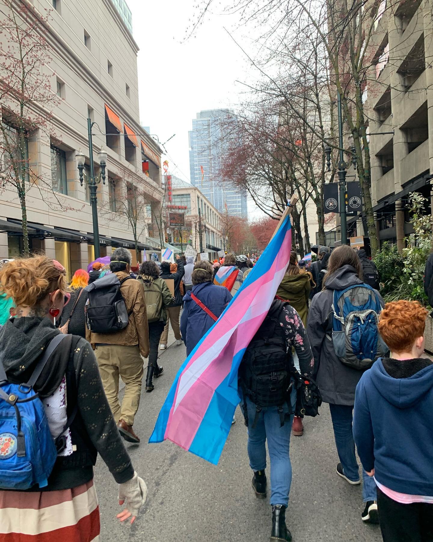 Out marching with our trans and queer family for Trans Day of Visibility 💜🏳️&zwj;⚧️ 

#tdov #tdov2023 #trans #transgender #transrightsarehumanrights #genderaffirmingcaresaveslives #family #protest #itsourschool