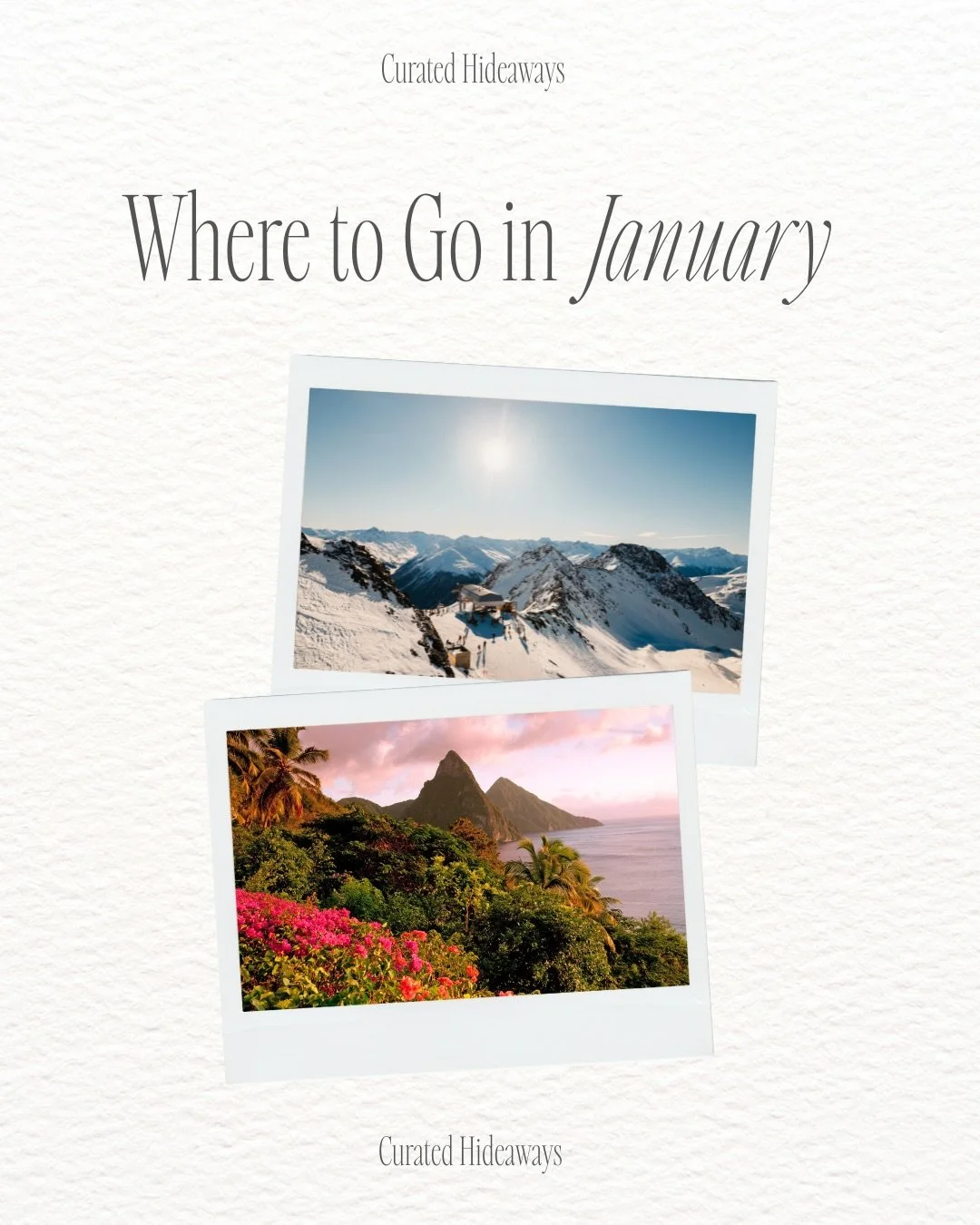 January can feel long, cold, and a little grey&mdash;but it doesn&rsquo;t have to. Whether you&rsquo;re craving fresh powder on snow-capped mountains or warm, sun-soaked beaches, there&rsquo;s a trip waiting to lift your spirits.

We&rsquo;ve picked 